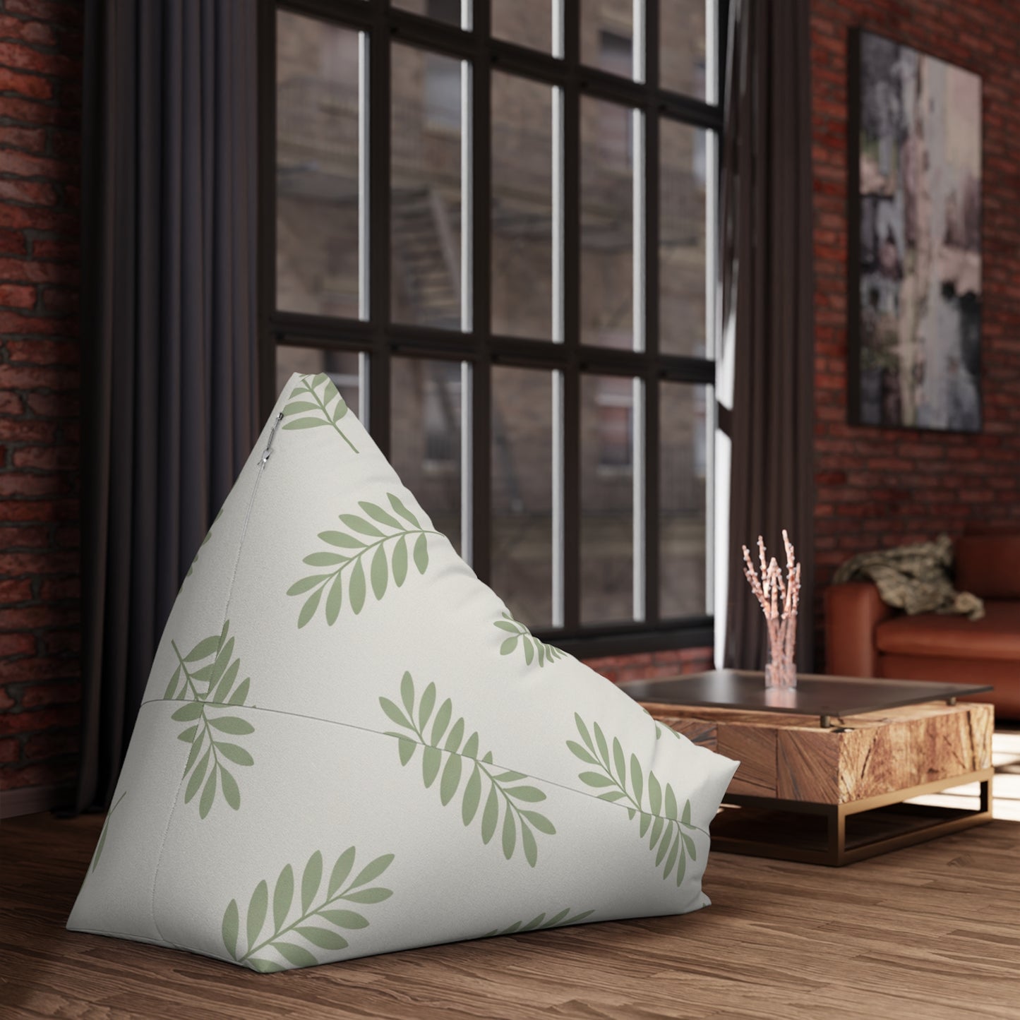 Leaf Pattern Bean Bag Cover — Green Botanical Nursery Decor