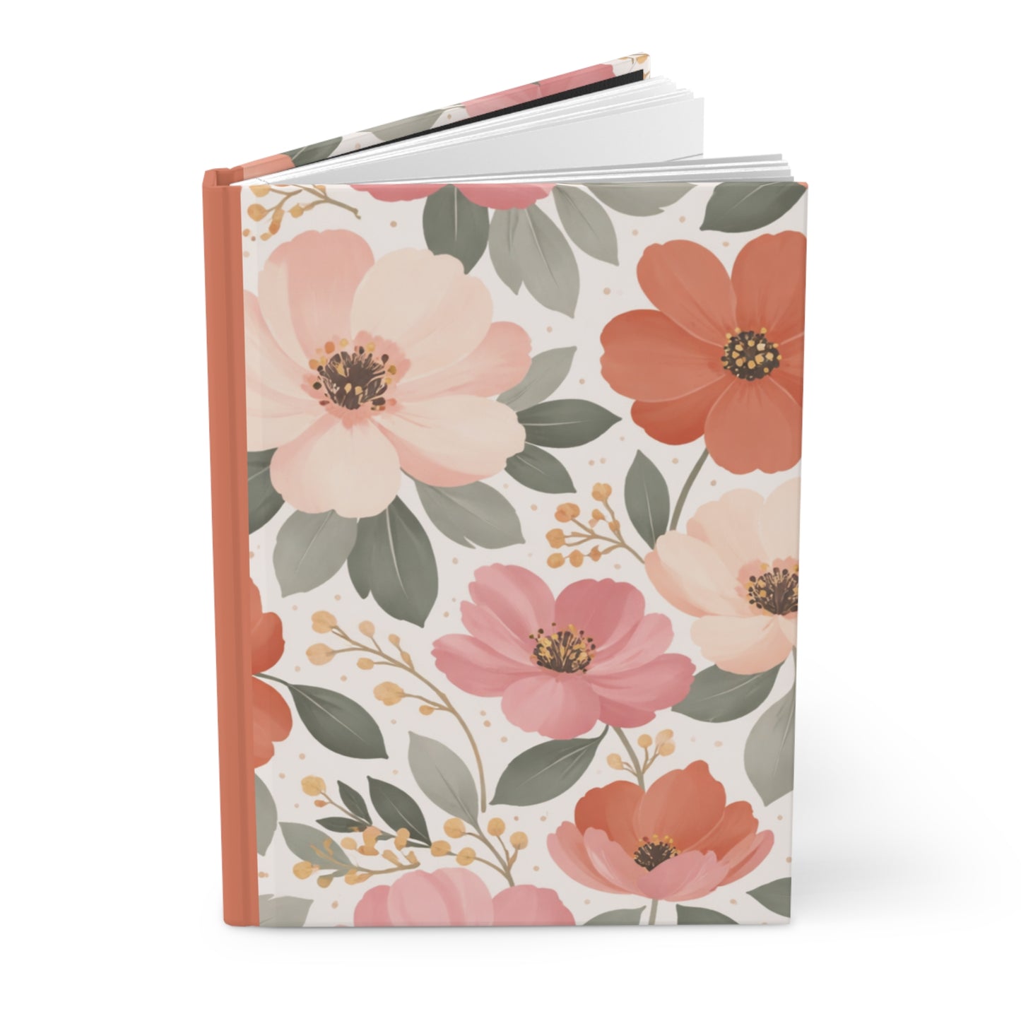 Floral Hardcover Journal — Pink & Coral Botanical Notebook