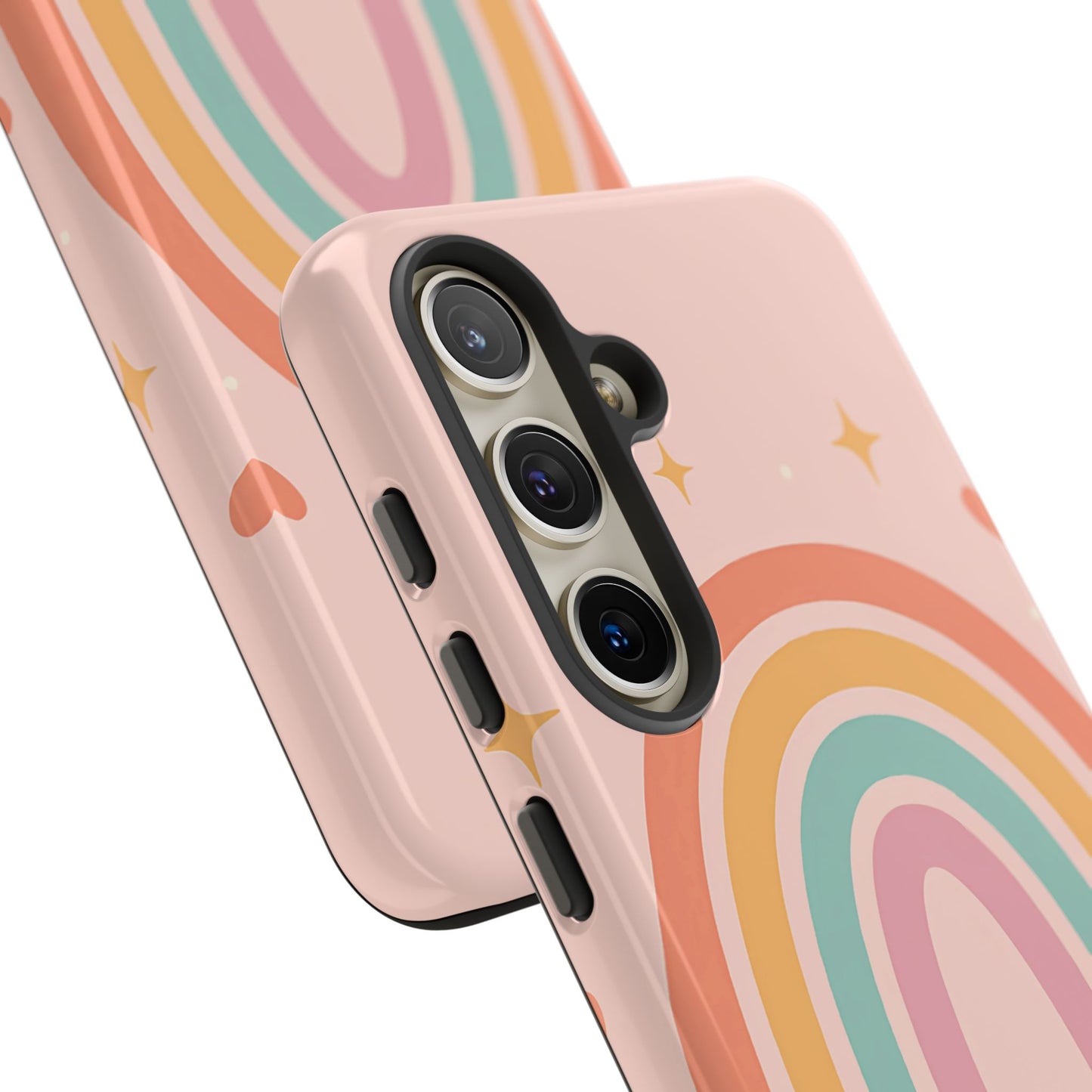 Pastel Rainbow Heart Phone Case – Cute Boho Aesthetic in Soft Pink