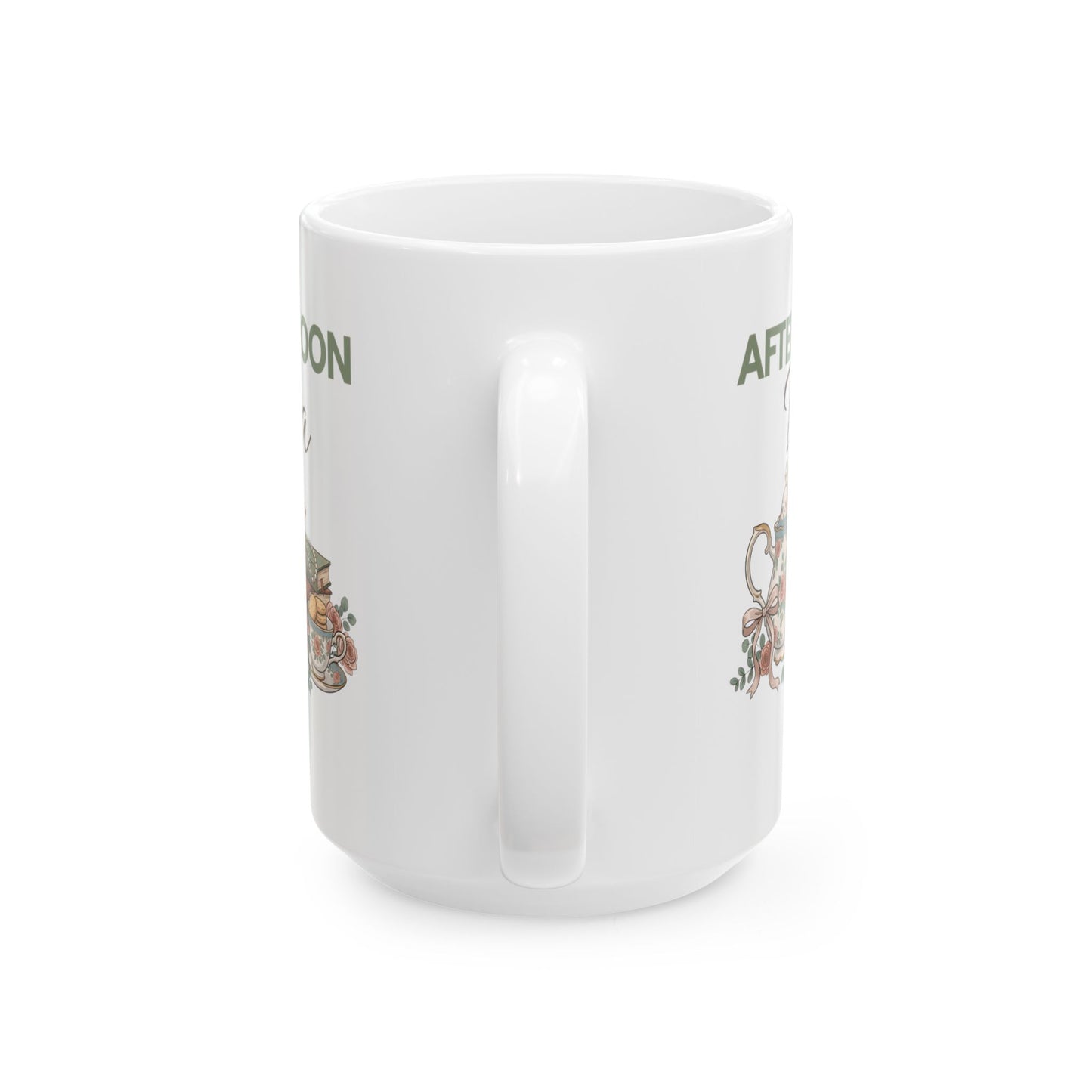 Afternoon Tea Ceramic Coffee Mug – Floral Tea Lover Mug – Vintage Teapot Tea Cup – Cozy Gift for Tea Lovers – 11oz & 15oz