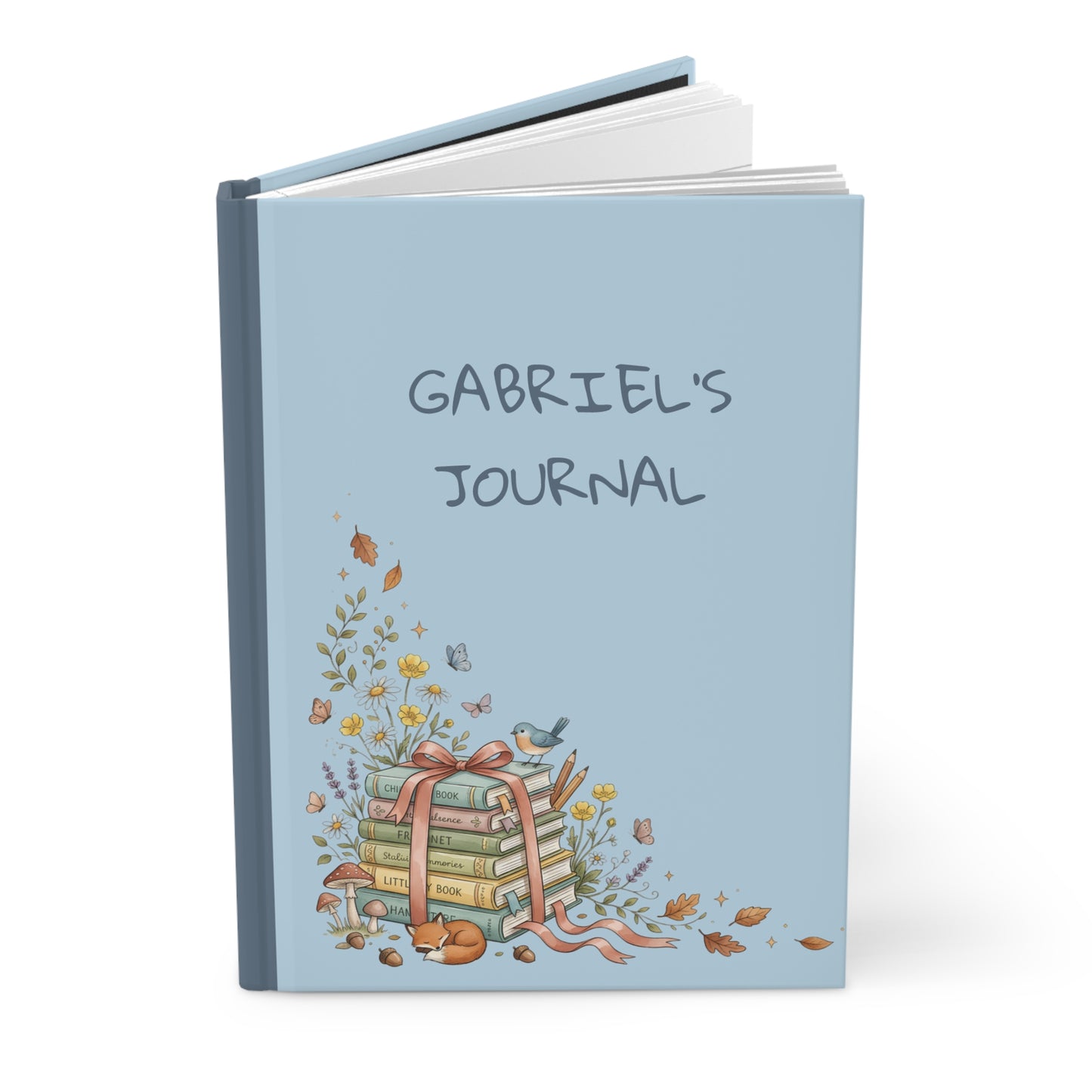 Personalized Hardcover Journal — 'Gabriel's Journal' Woodland Book-Lover Notebook