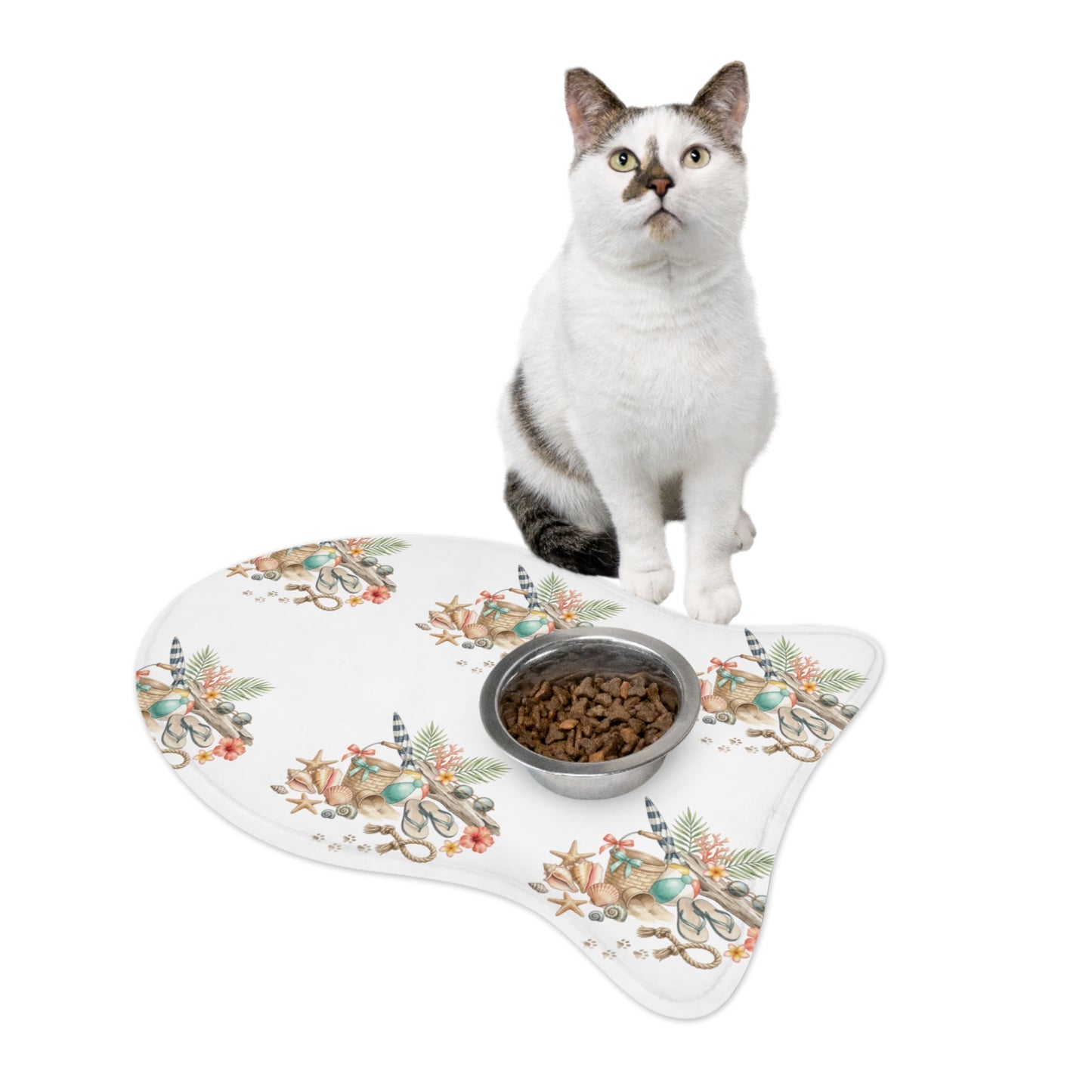 Coastal Seashell Pet Feeding Mat — Beachy Paw Placemat for Dogs & Cats