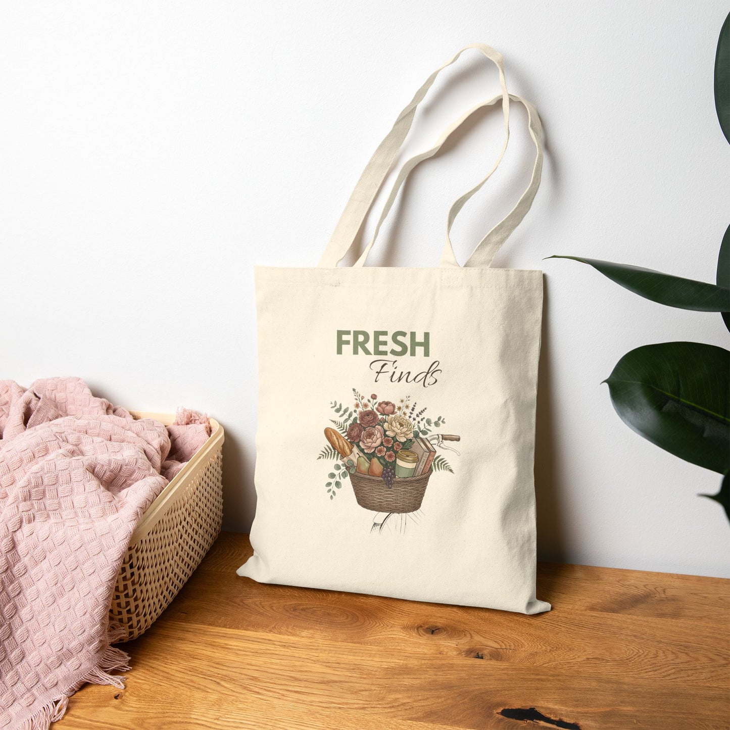 Fresh Finds Canvas Tote Bag — Farmer's Market Basket Grocery Shopper