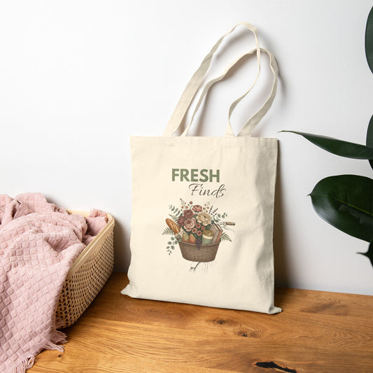 Fresh Finds Canvas Tote Bag — Farmer's Market Basket Grocery Shopper