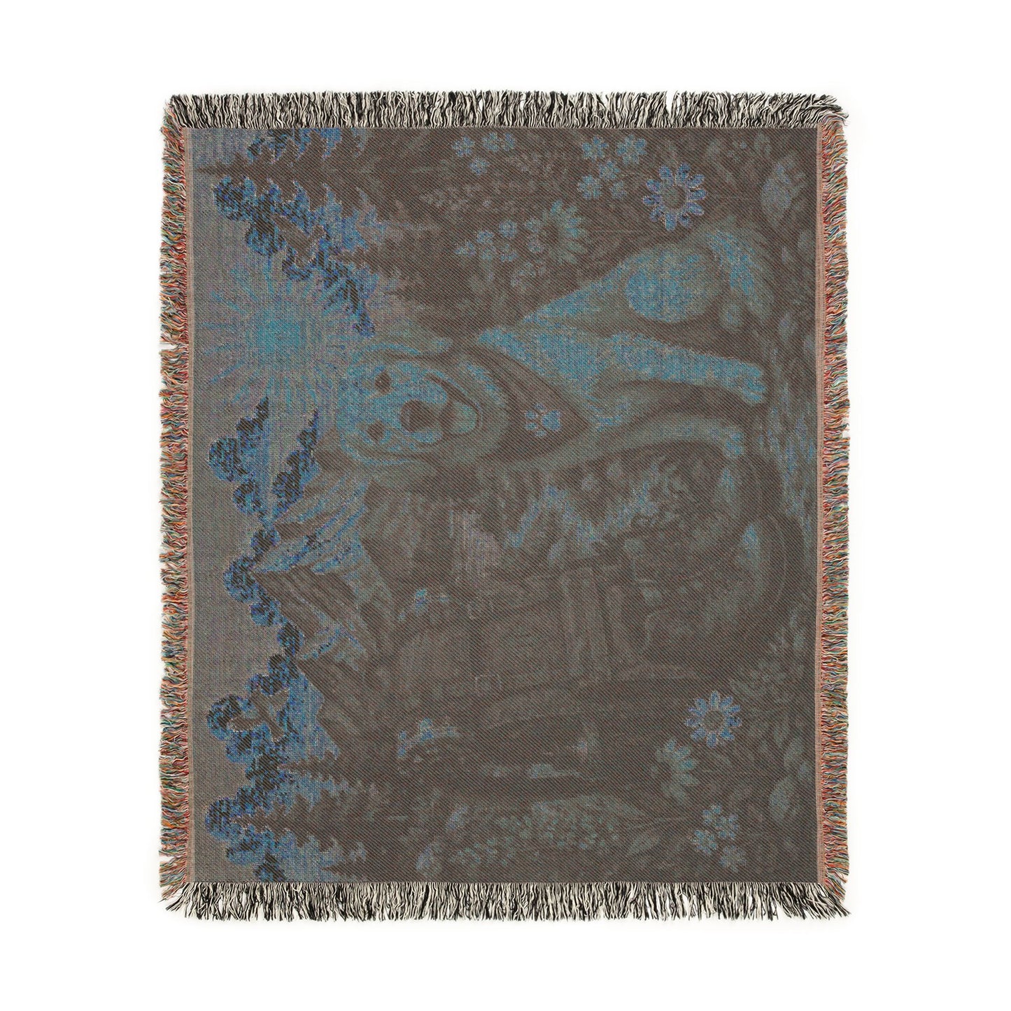 Golden Retriever Cabin Woven Blanket — Rustic Mountain Dog Throw