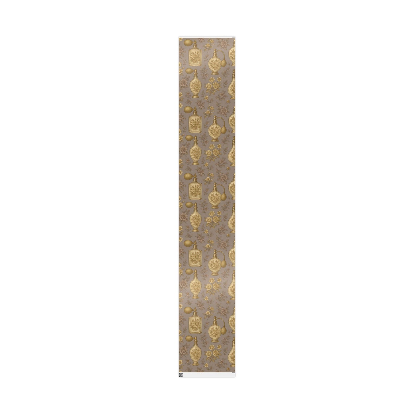 Vintage Perfume Bottle Wrapping Paper – Elegant Gold Floral Gift Wrap in Glossy or Matte