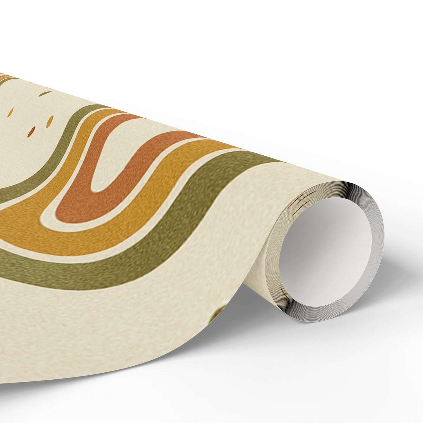 Boho Rainbow Wrapping Paper – Earth Tone Arches & Dots on Neutral Background