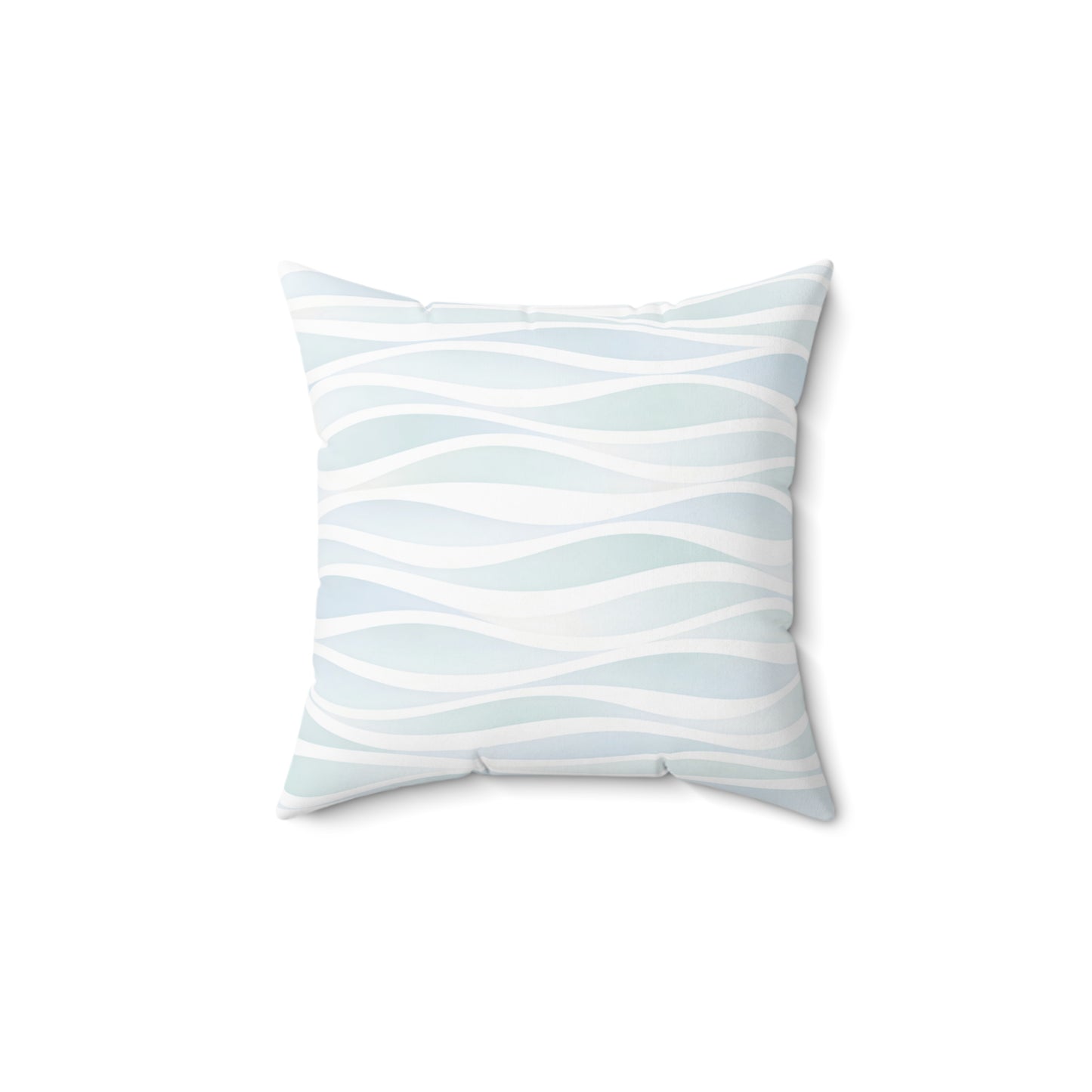 Coastal Wave Square Pillow — Aqua Wavy Stripes Decorative Throw Pillow