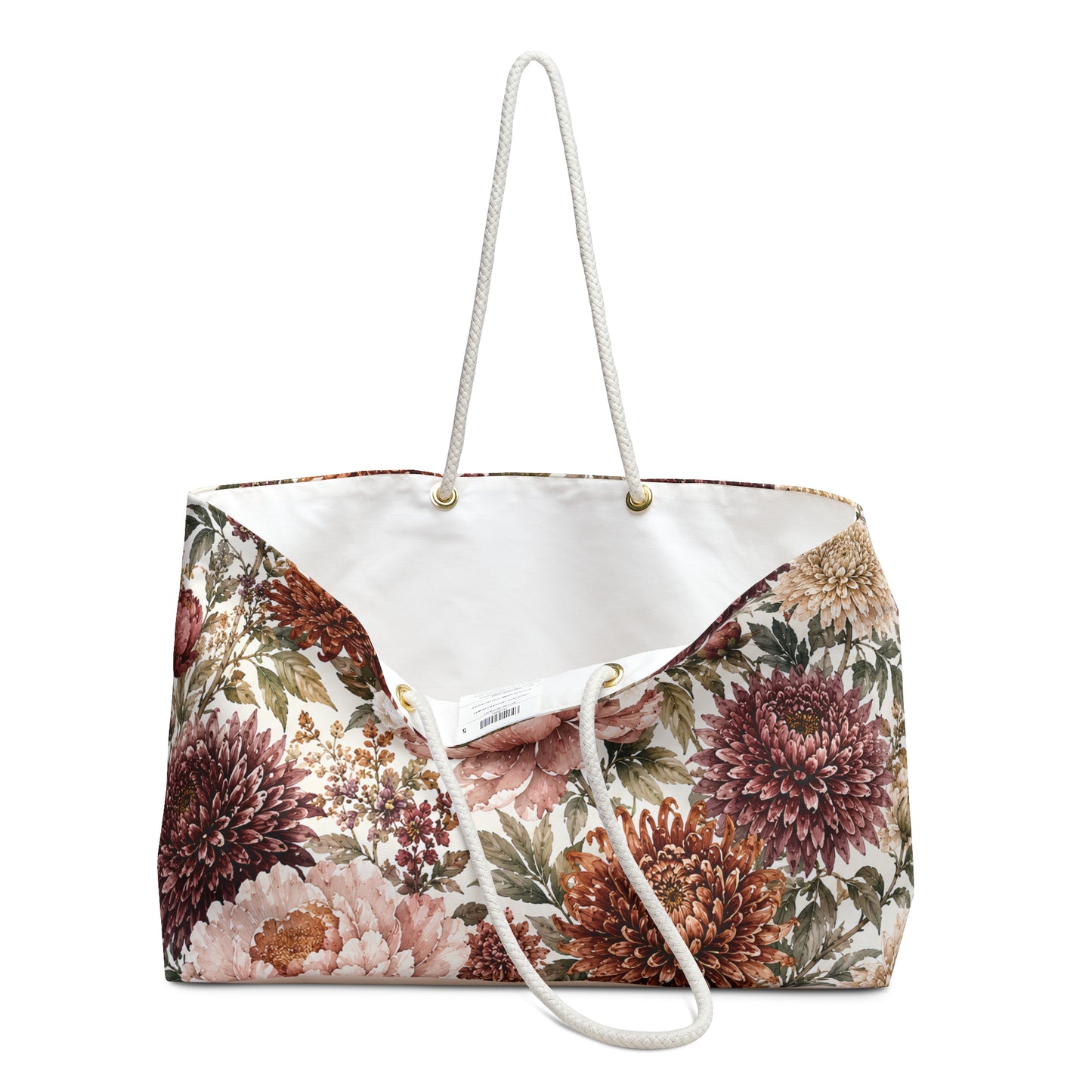 Floral Chrysanthemum Weekender Bag – Vintage Autumn Peony Travel Tote