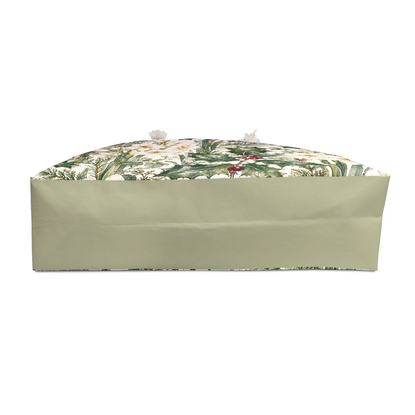 Floral Winter Weekender Bag – White Narcissus & Holly Travel Tote
