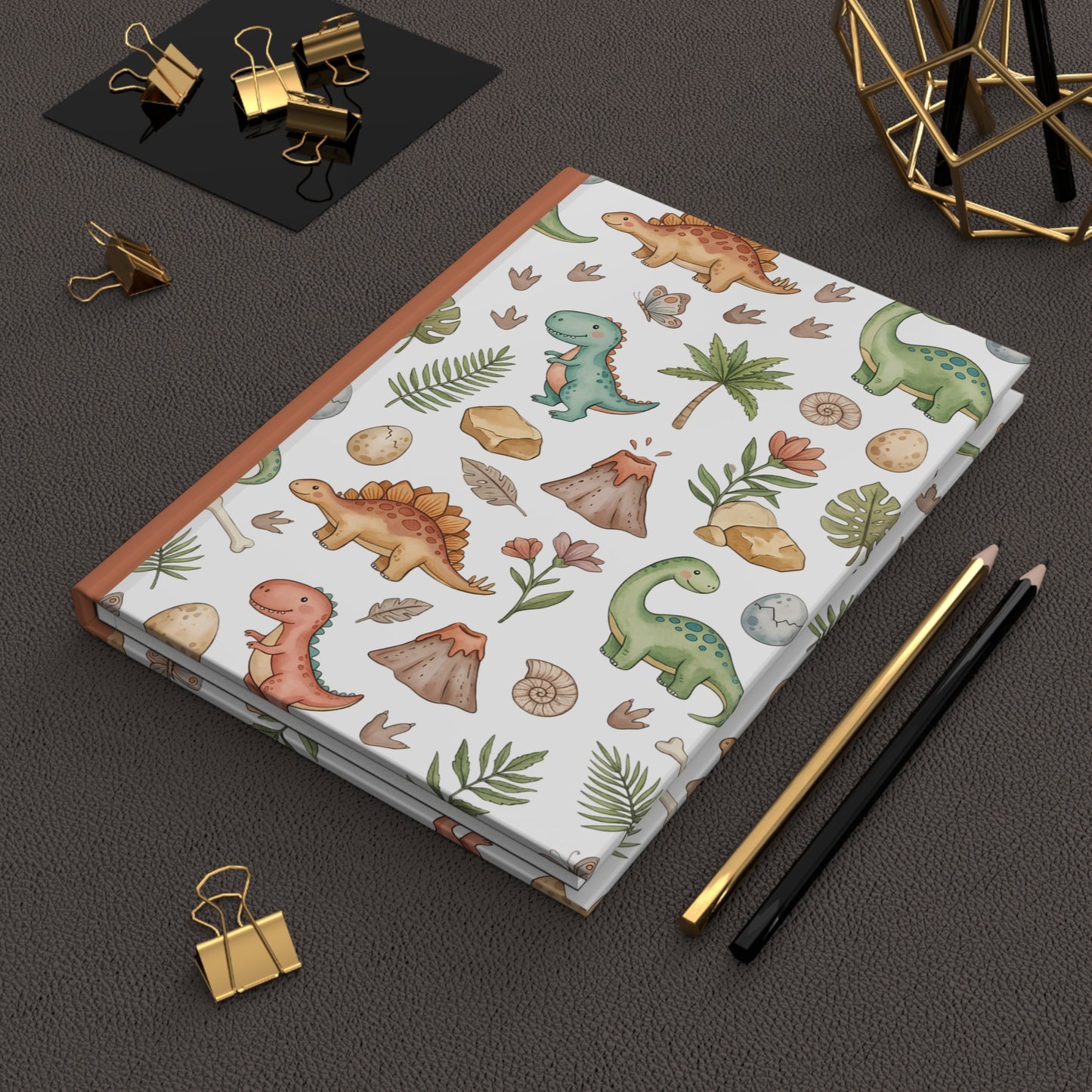 Dinosaur Pattern Hardcover Journal — Cute Baby Dino Notebook for Kids, Preschoolers & Dino Lovers
