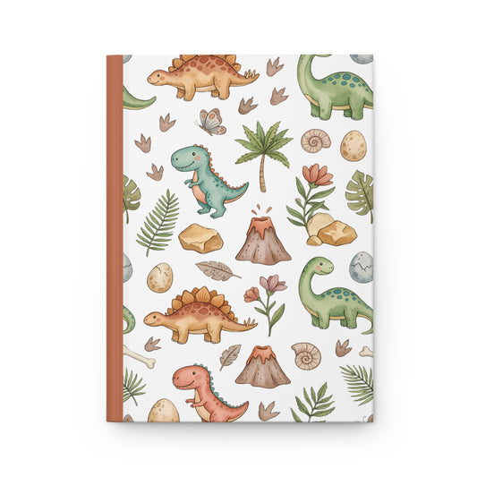 Dinosaur Pattern Hardcover Journal — Cute Baby Dino Notebook for Kids, Preschoolers & Dino Lovers