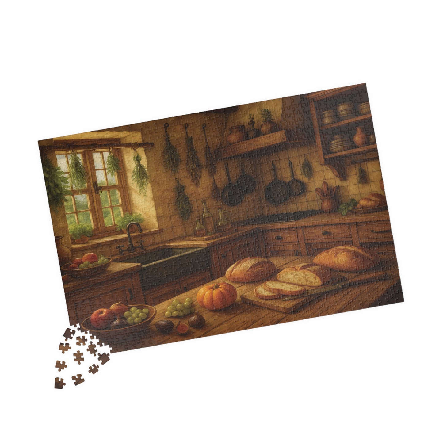 Cozy Rustic Kitchen Jigsaw Puzzle – Autumn Harvest Scene