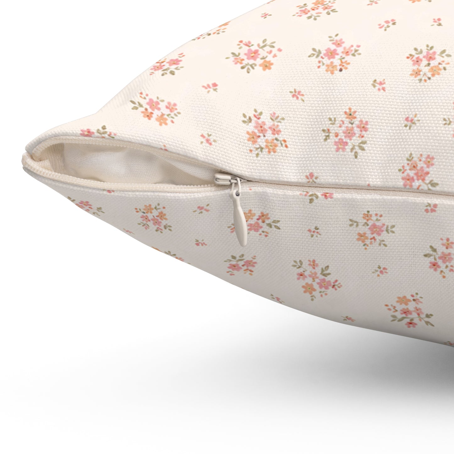 Floral Ditsy Square Pillow — Soft Pink Petite Flower Decorative Cushion