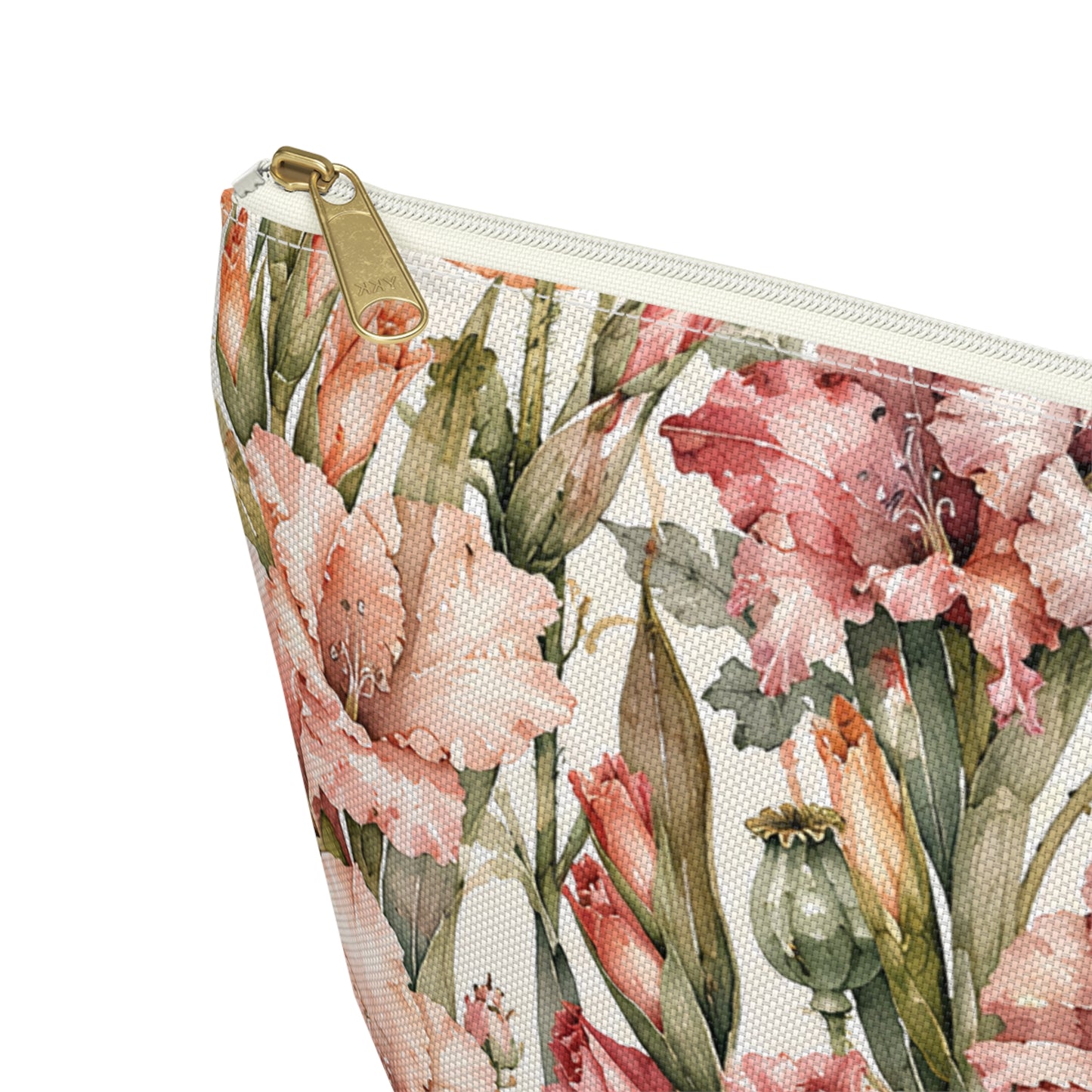 Floral Gladiolus Accessory Pouch — Botanical Makeup Bag