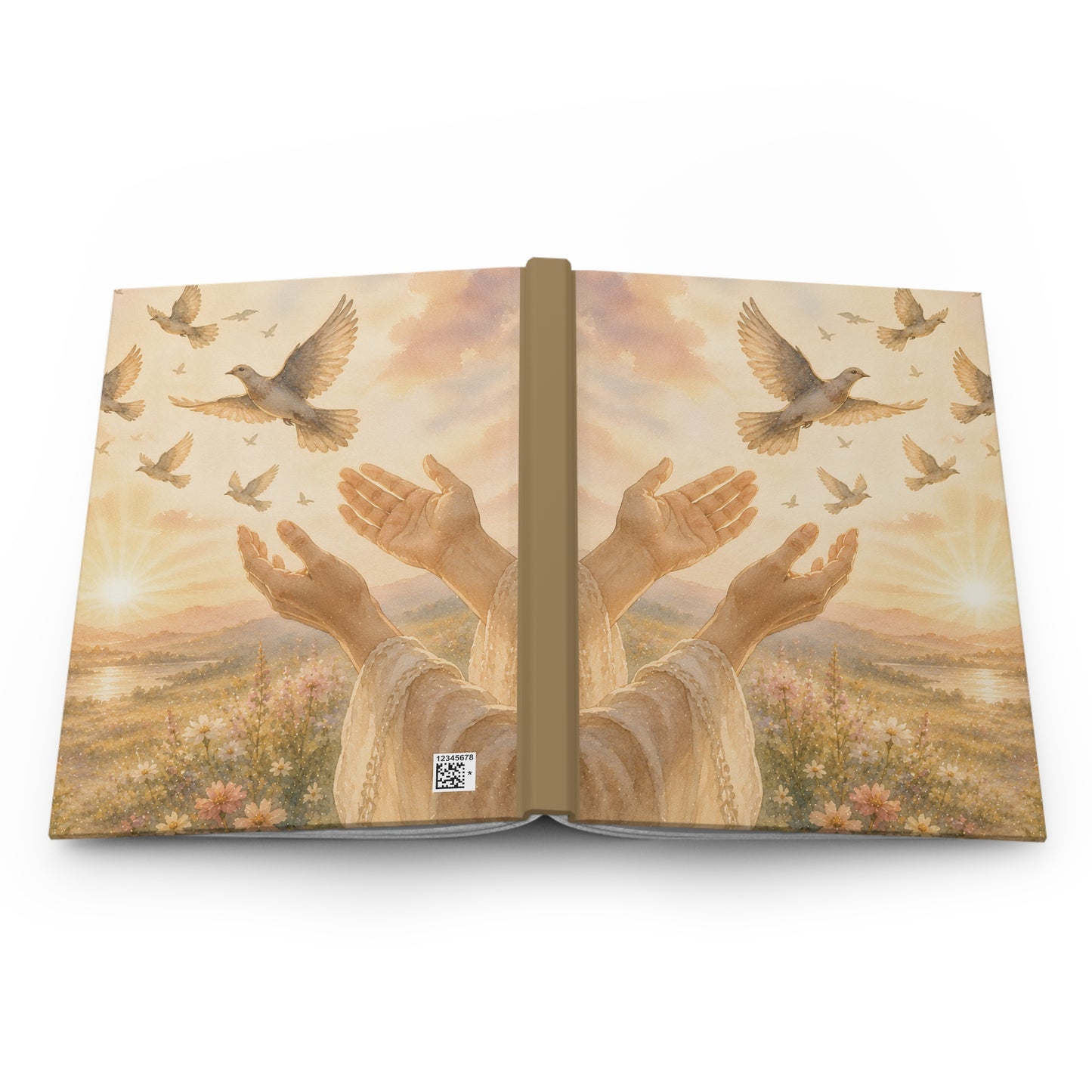 Hardcover Journal — Prayerful Sunrise with Doves Inspirational Journal