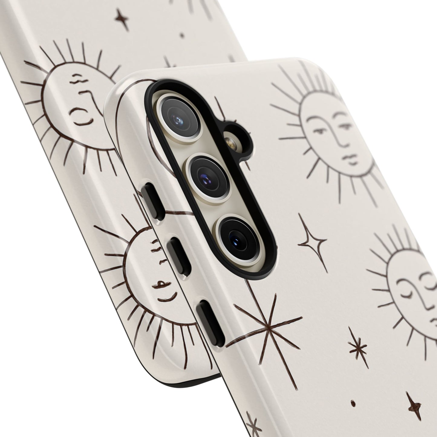 Celestial Moon & Sun Line Art iPhone Case – Minimalist Boho Cosmic Design