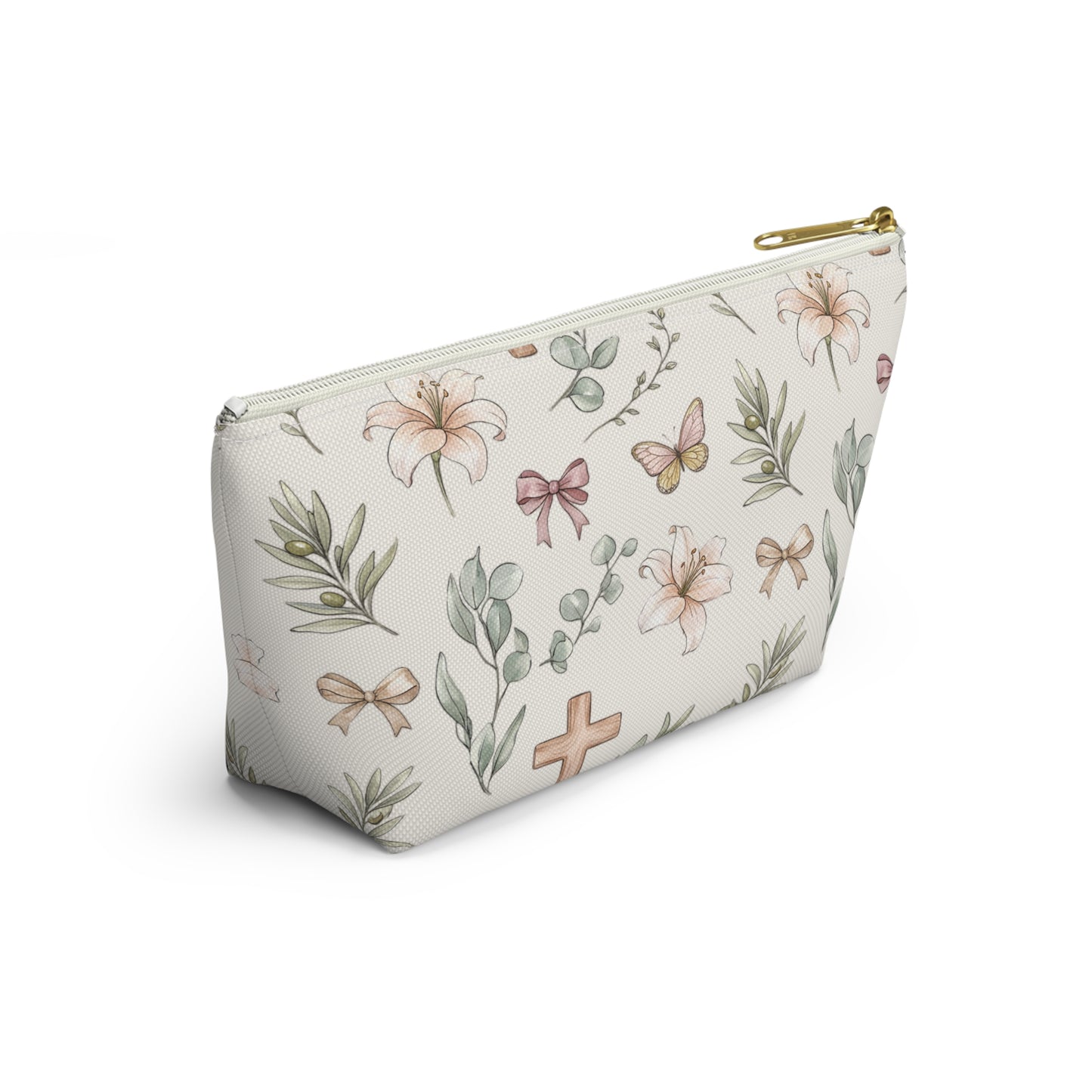 Floral Cross Accessory Pouch — Lily & Bow Makeup Bag