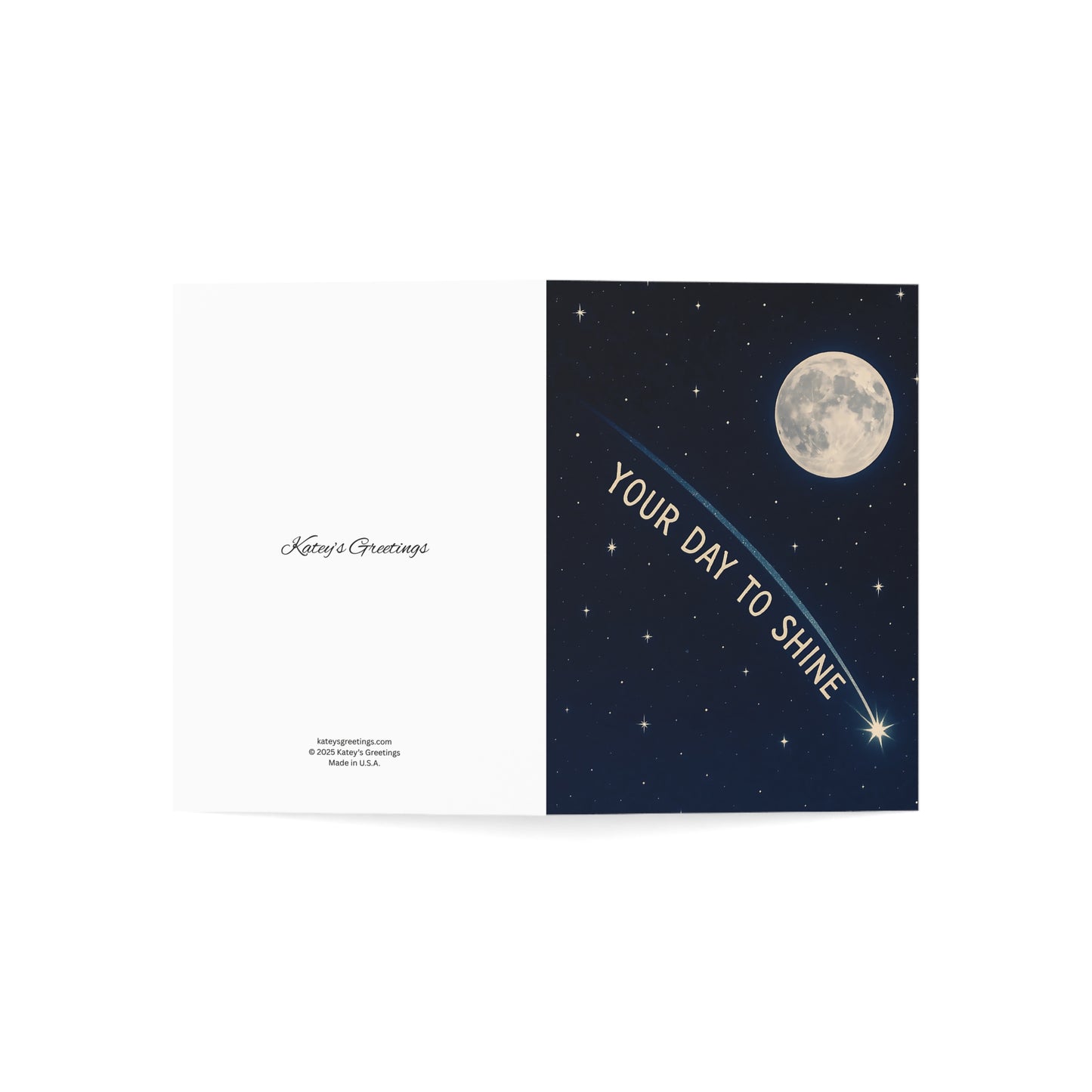 Your Day to Shine Celestial Greeting Card – Moon & Shooting Star, 270gsm Cardstock + Envelope