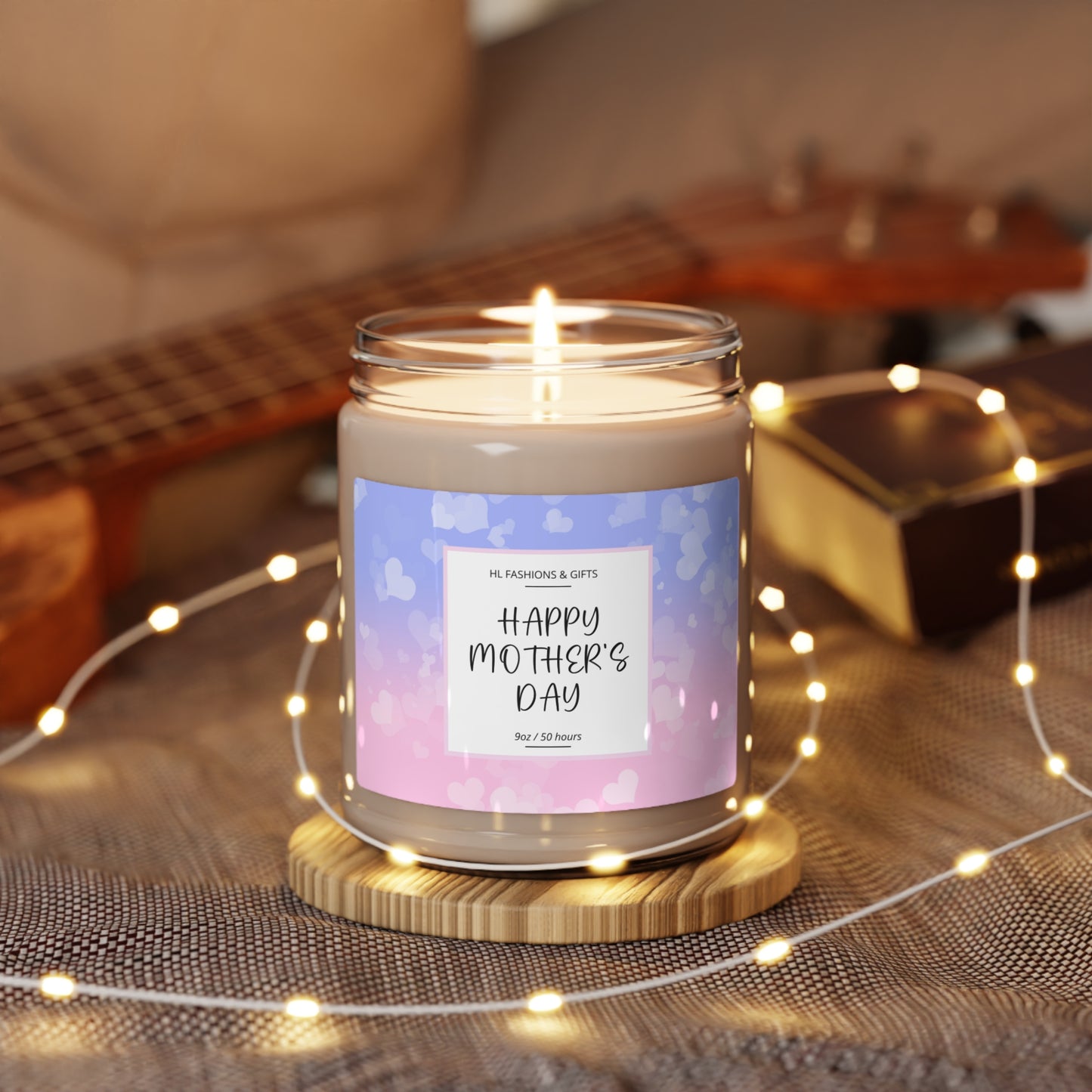 Happy Mother's Day Soy Candle - Pink and Blue Hearts