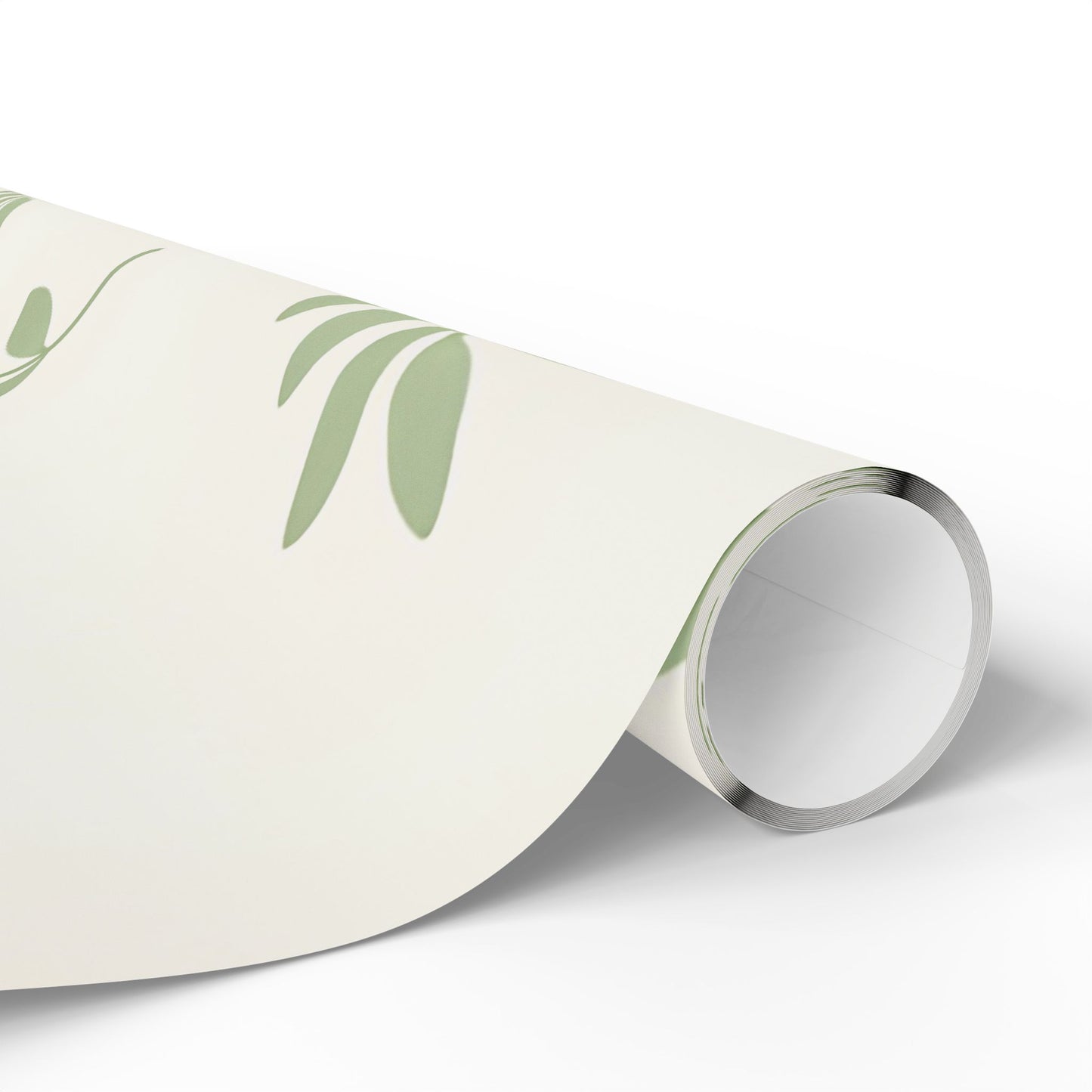 Botanical Leaf Pattern Wrapping Paper Roll — Green Foliage Gift Wrap