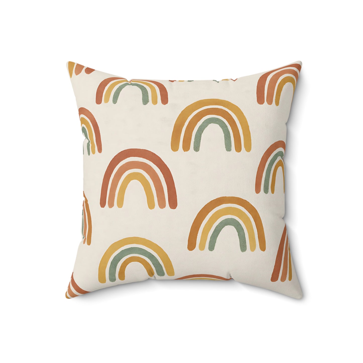 Boho Rainbow Throw Pillow – Double-Sided Decorative Cushion with Earthy Retro Tones