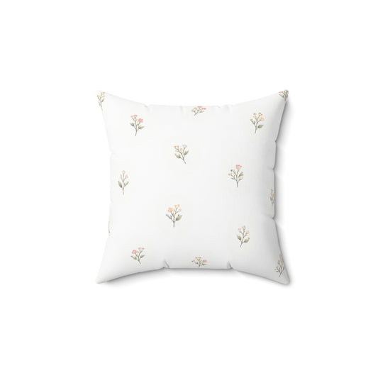 Floral Ditsy Pillow — Minimal Pink Flower Decorative Cushion