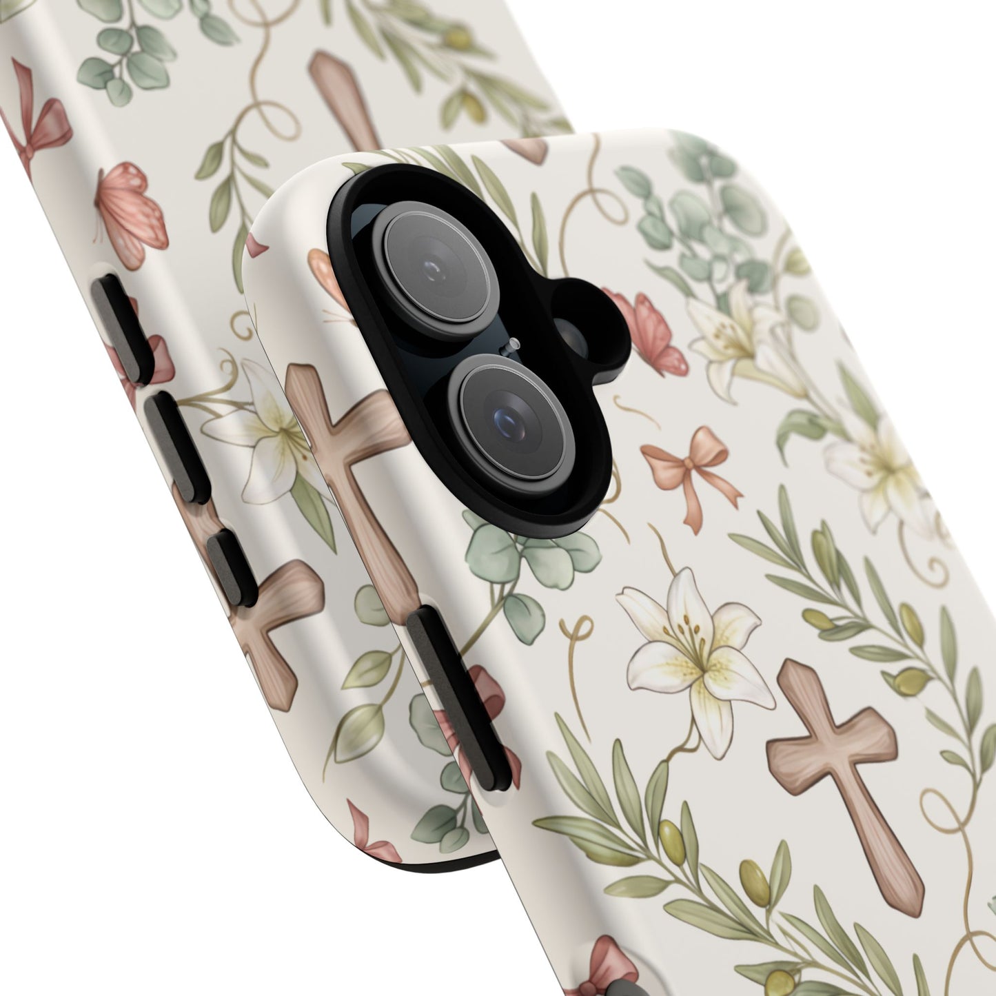 Floral Cross Tough Phone Case – Faith-Inspired Protective iPhone Cover