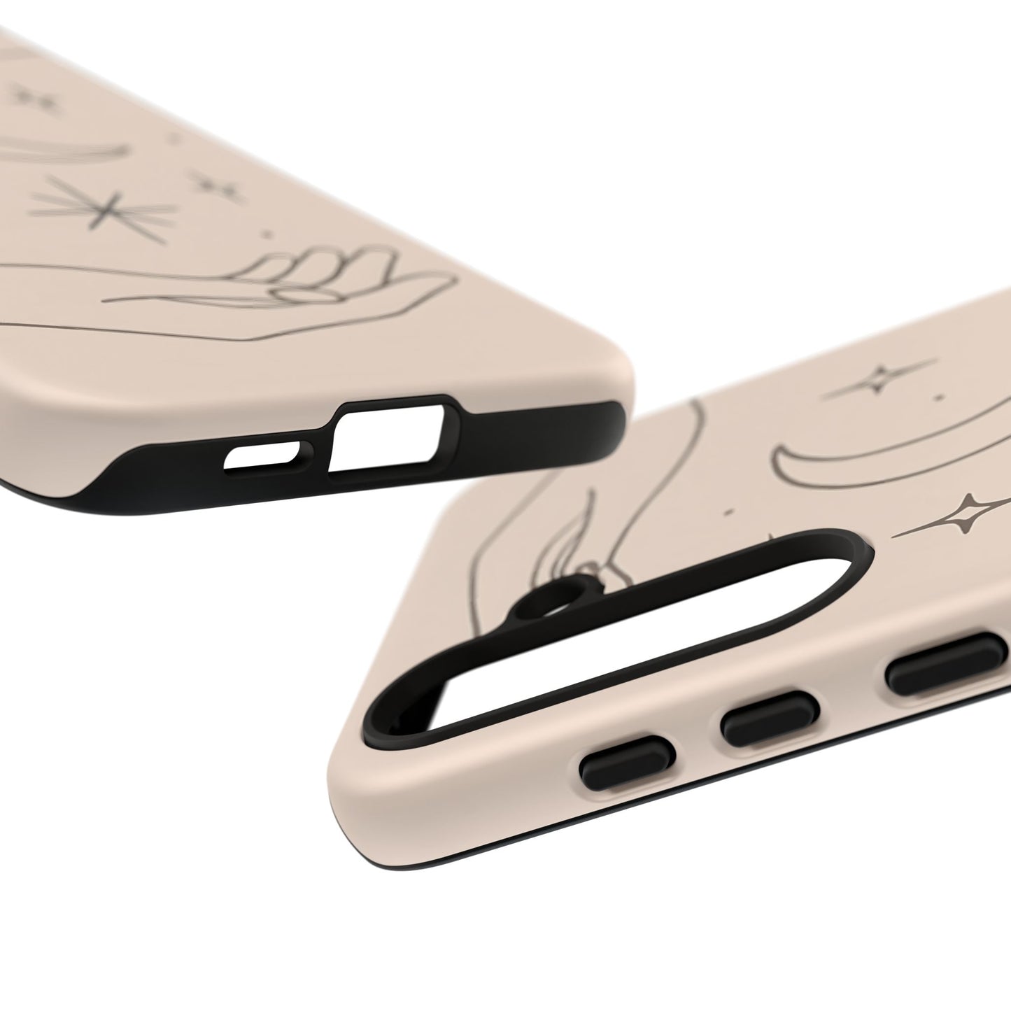 Mystic Minimalist Hands & Moon Phone Case – Celestial Line Art Design