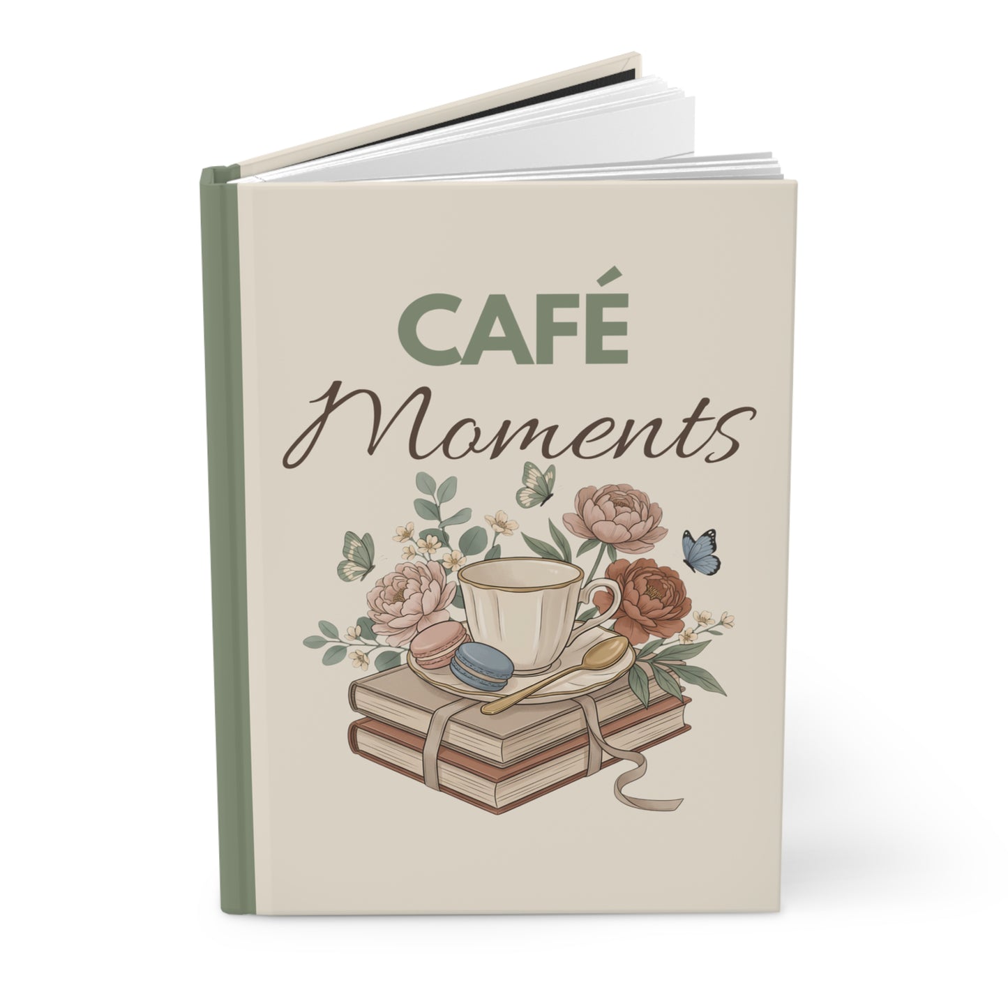 Café Moments Hardcover Journal — Floral Coffee & Books Notebook for Cozy Mornings