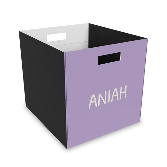 Personalized Felt Storage Box — Custom Name Kids Organizer (Lavender)