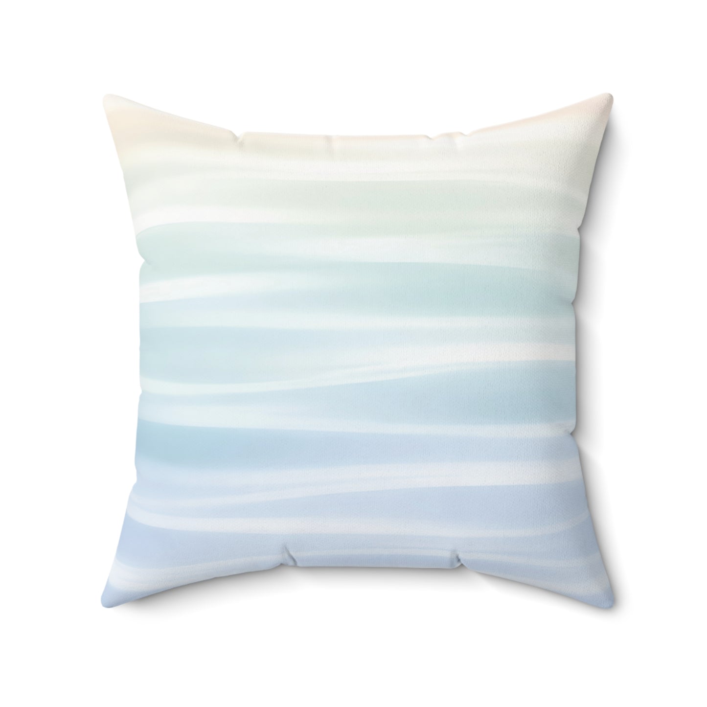 Coastal Watercolor Stripe Pillow — Soft Blue Ombre Decorative Throw Pillow
