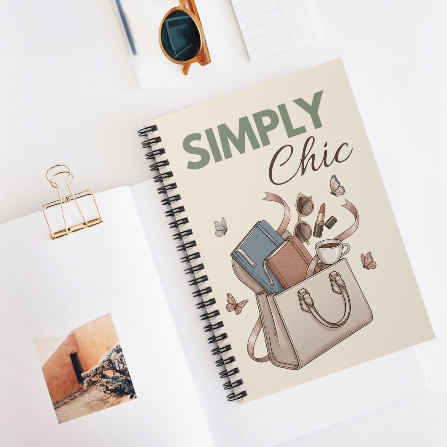 Simply Chic Spiral Notebook — Fashionable Tote Design, Ruled Journal for Stylish Notes & Gifts