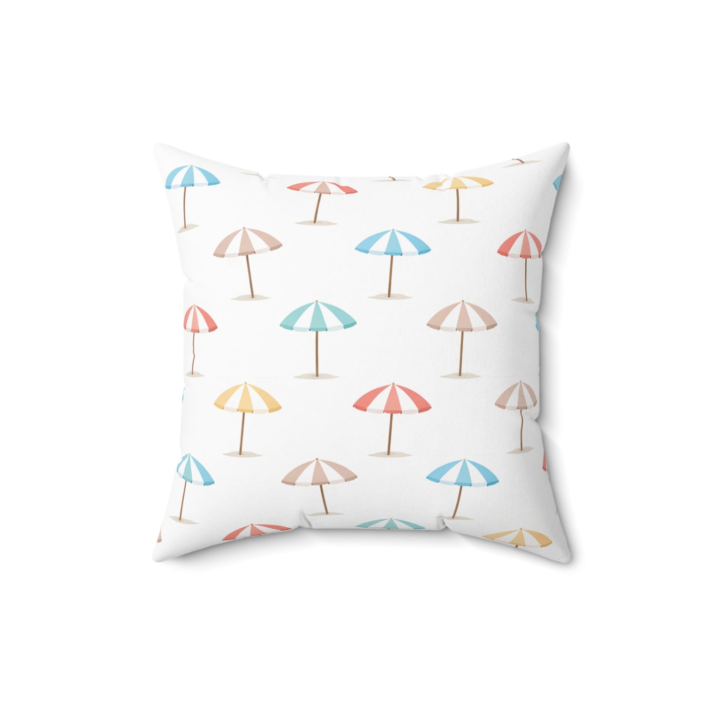 Beach Umbrella Pattern Spun Polyester Pillow — Pastel Tropical Throw Pillow