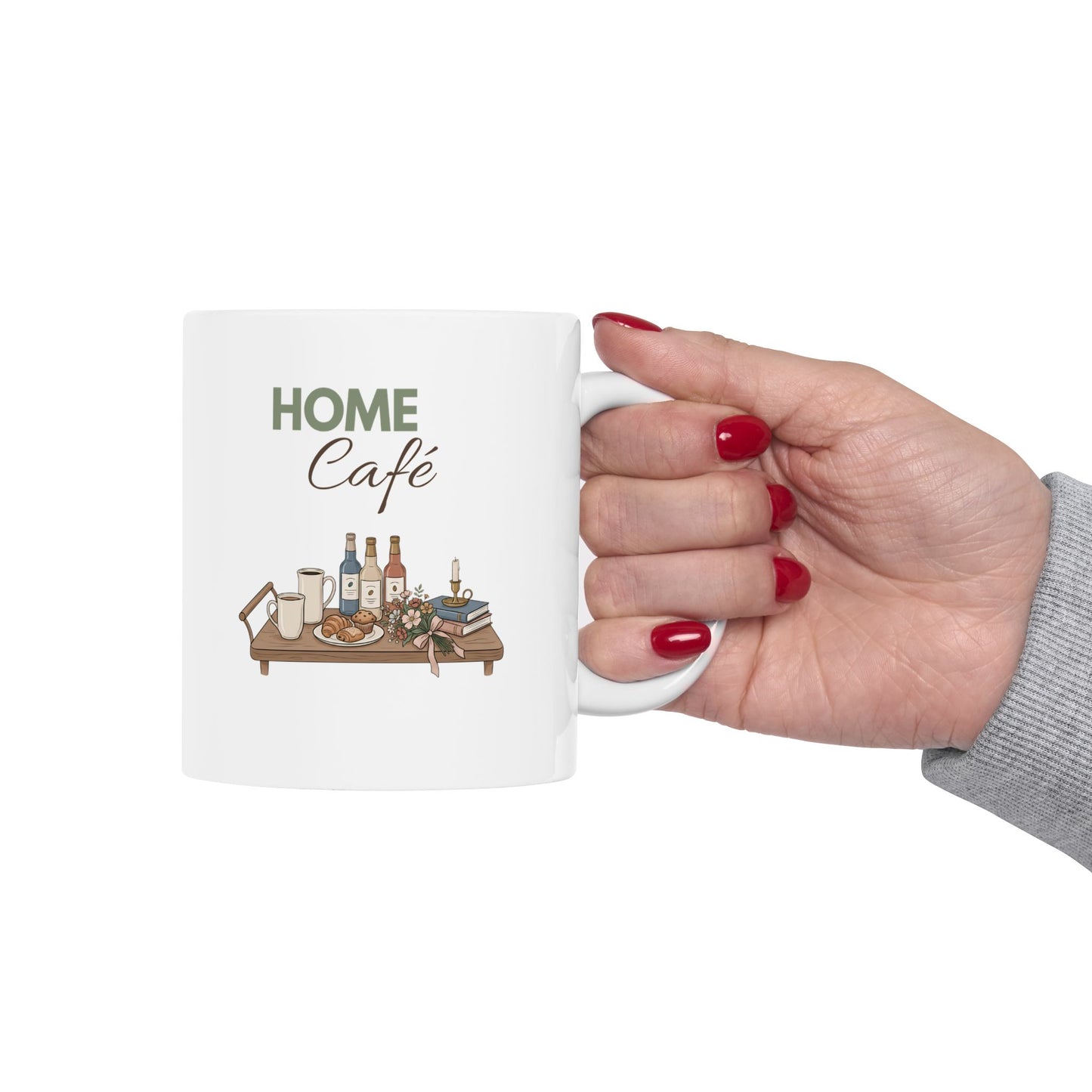 Home Café Ceramic Coffee Mug – Cozy Coffee Bar Mug – Coffee Lover Gift – Kitchen Coffee Cup – 11oz & 15oz
