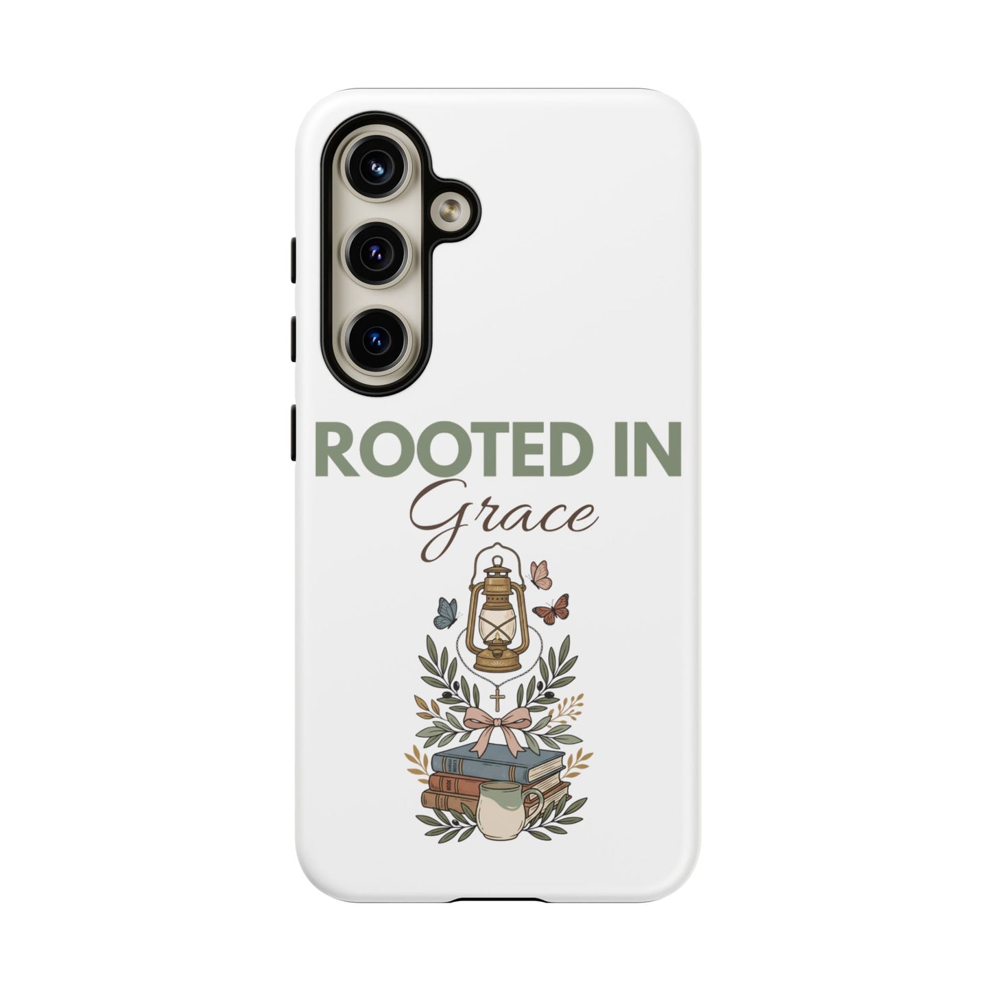 Rooted in Grace Phone Case — Floral Lantern Christian Protective Cover