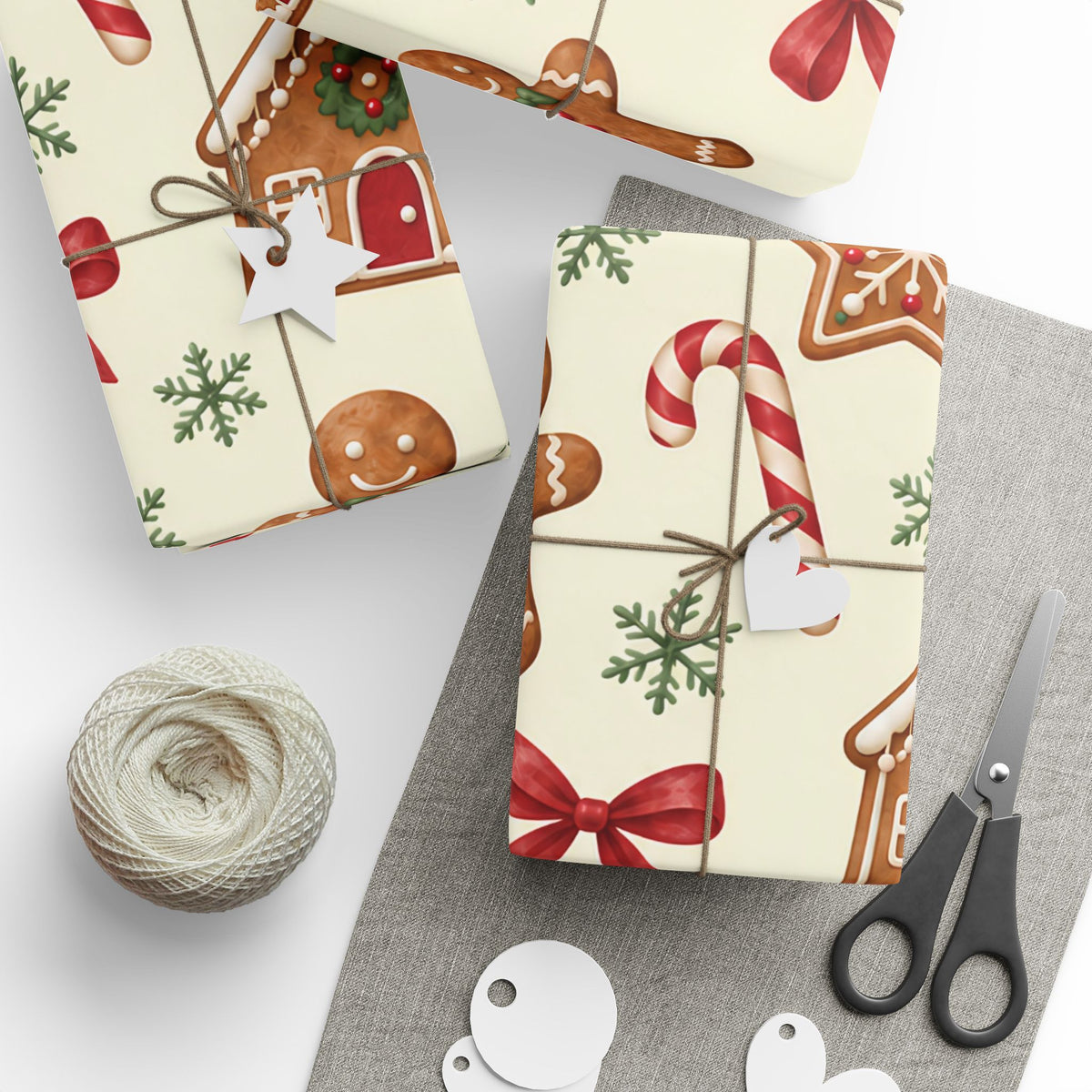 Christmas Candy Cane & Gingerbread Wrapping Paper
