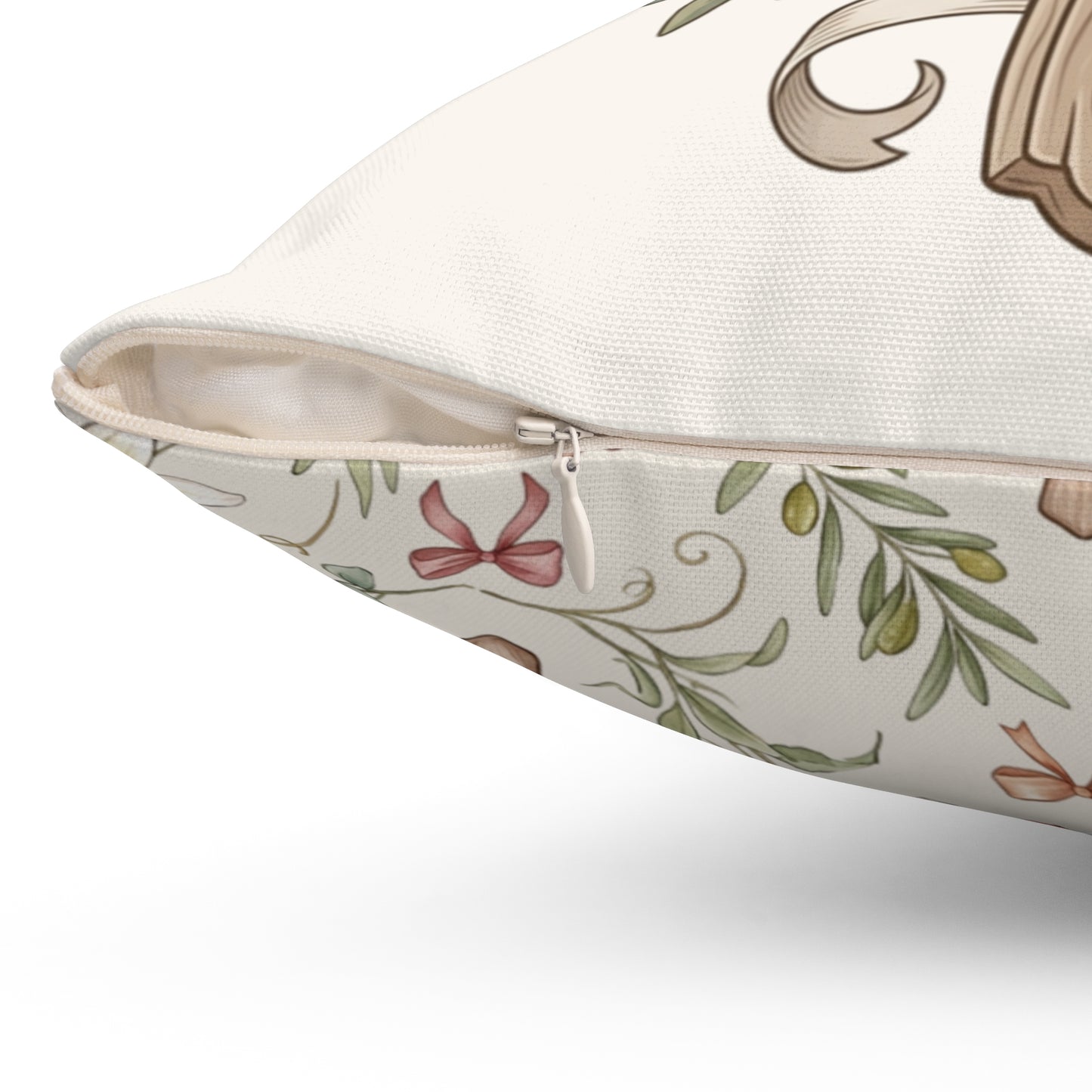 Easter Floral Cross Decorative Pillow — Religious Spring Throw Pillow