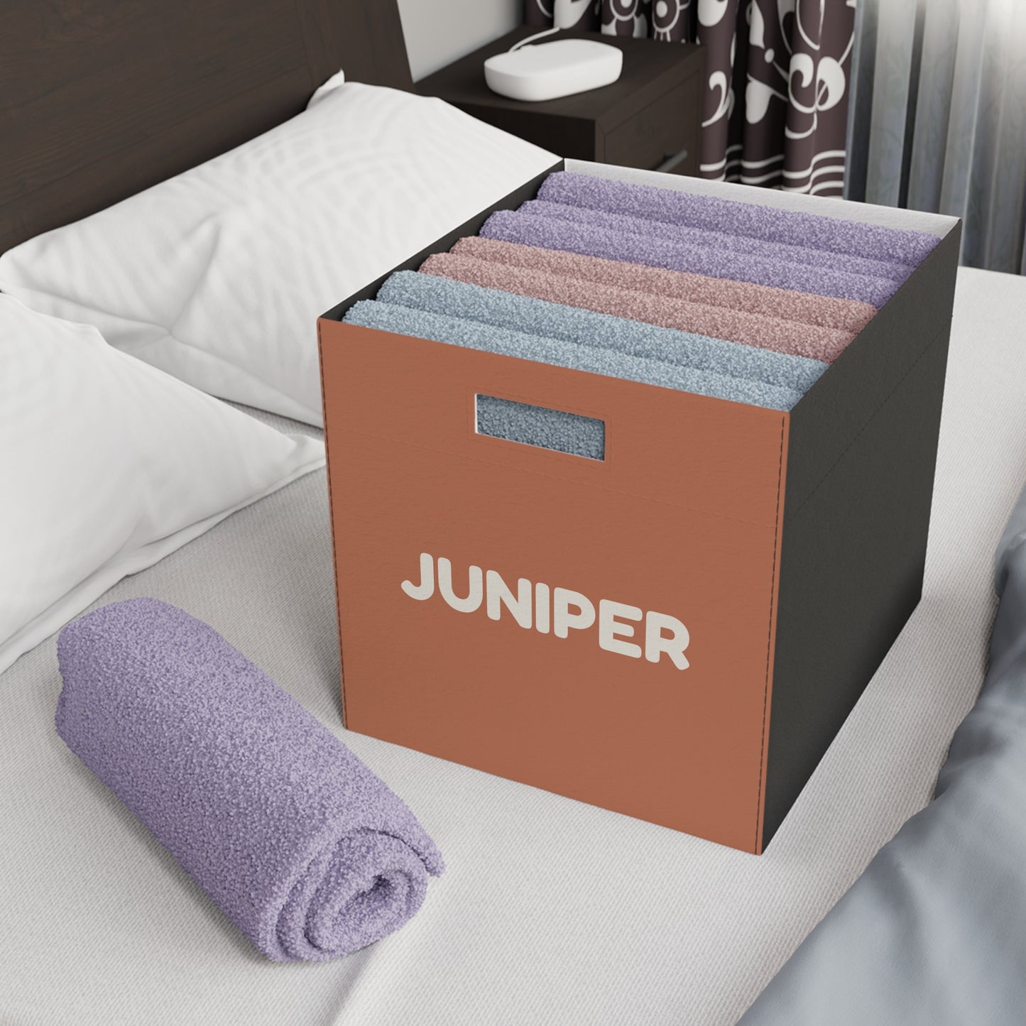 Personalized Juniper Felt Storage Box — Personalized Fabric Organizer Bin