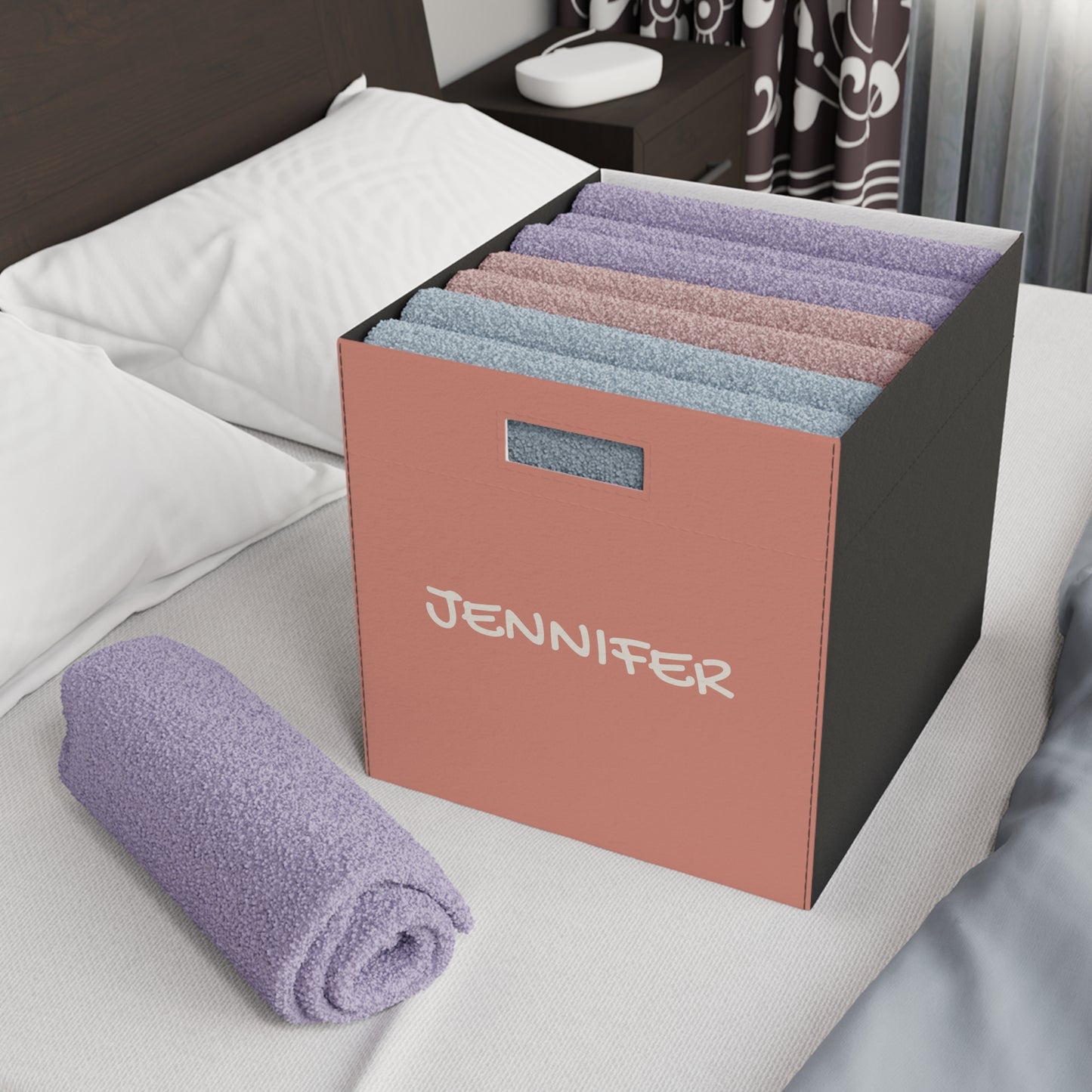 Personalized Felt Storage Box — Custom Name Organizer (e.g., "Jennifer")
