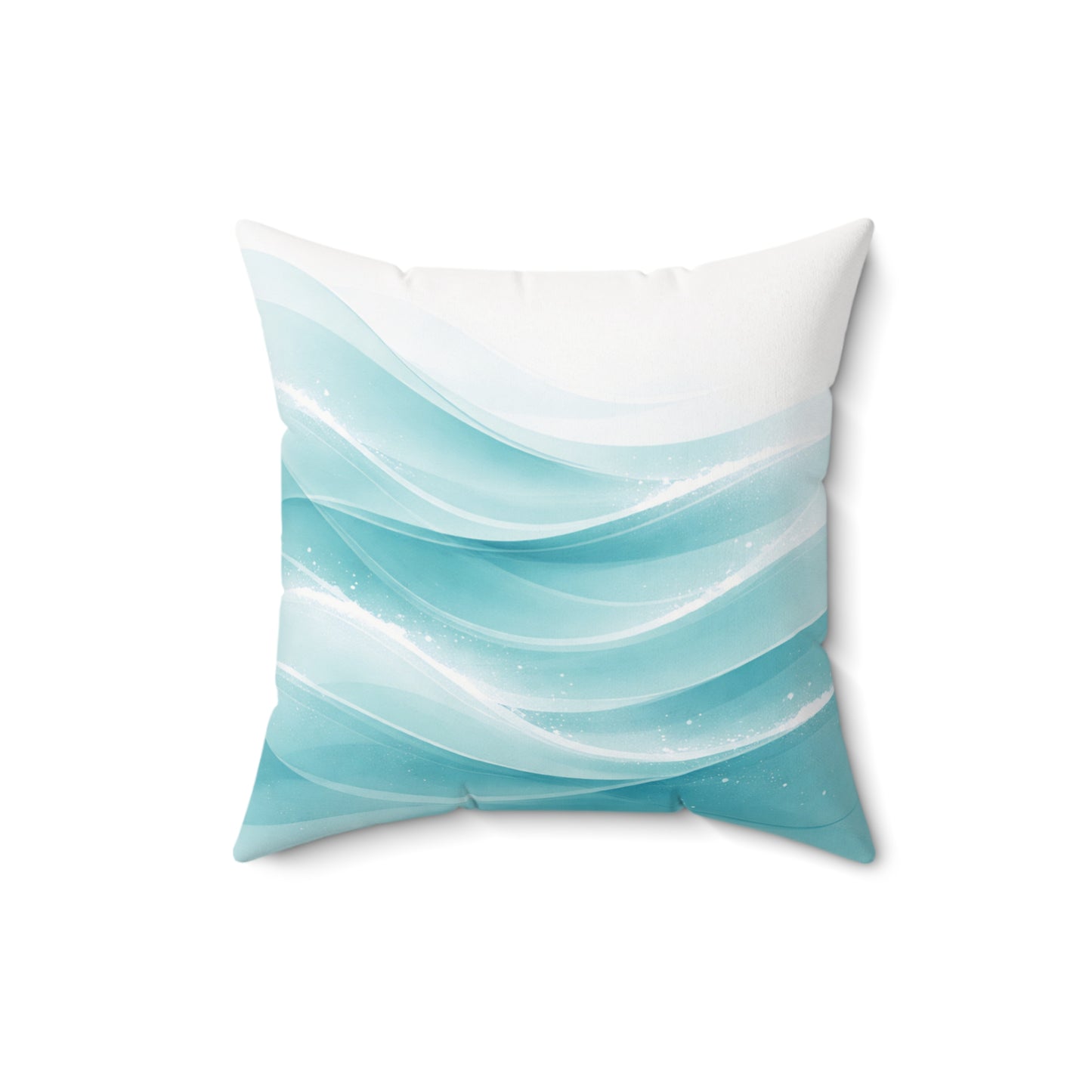 Ocean Wave Decorative Pillow — Aqua Coastal Throw Pillow