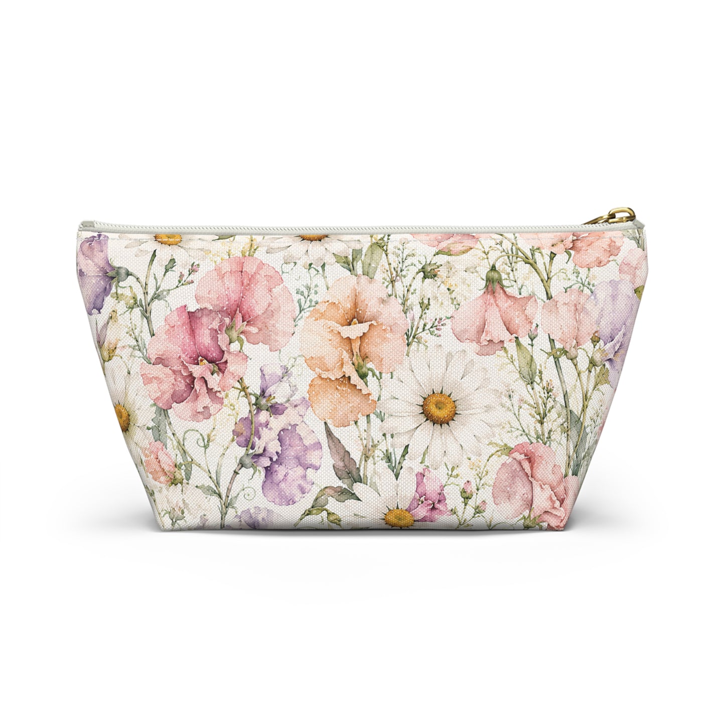 Floral Meadow Accessory Pouch — Watercolor Wildflower Cosmetic Bag
