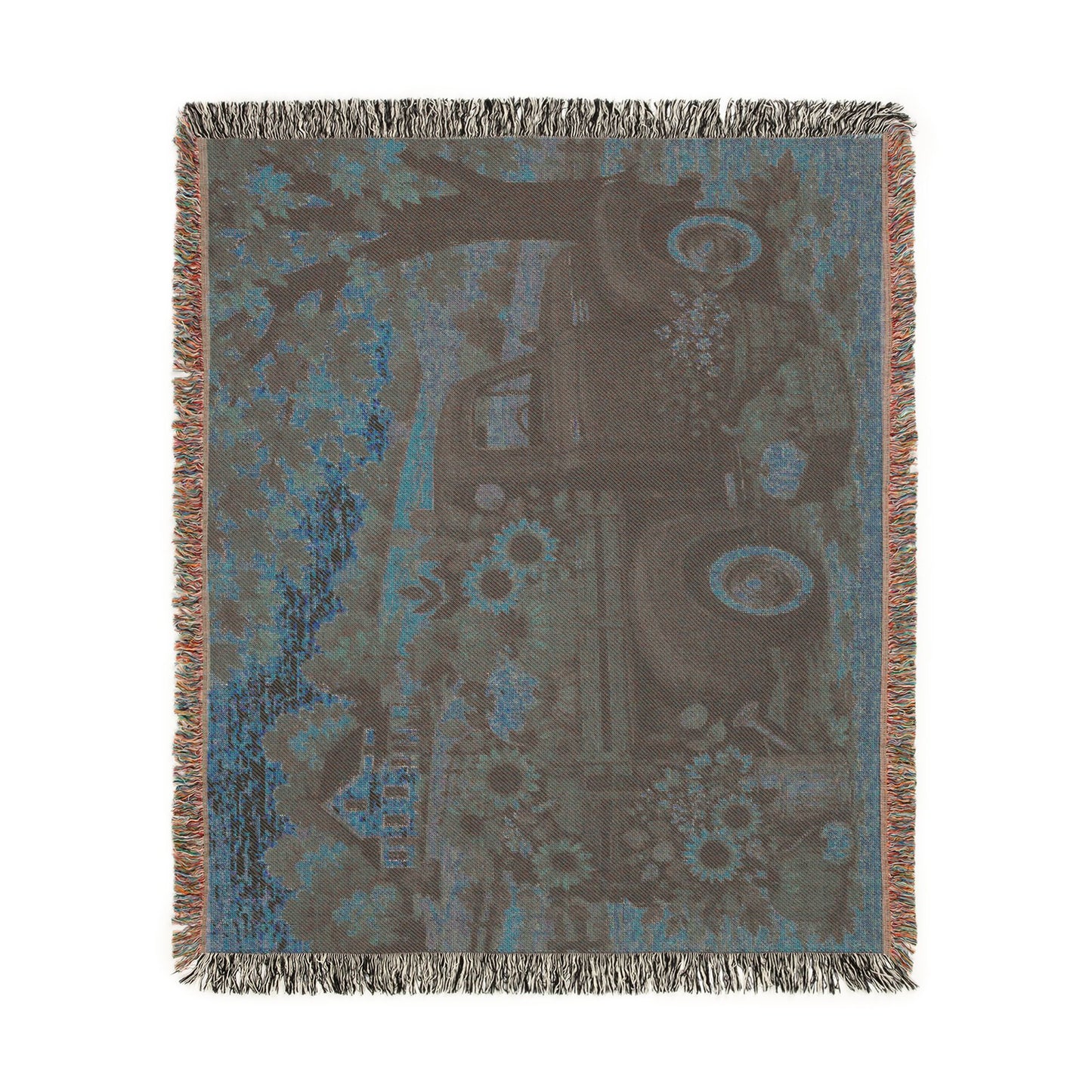 Vintage Farm Truck Woven Blanket – Autumn Sunflower Throw