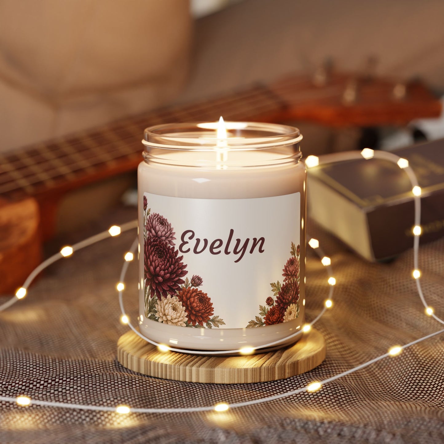 Personalized Floral Candle — 'Evelyn' 9oz Scented Soy Jar