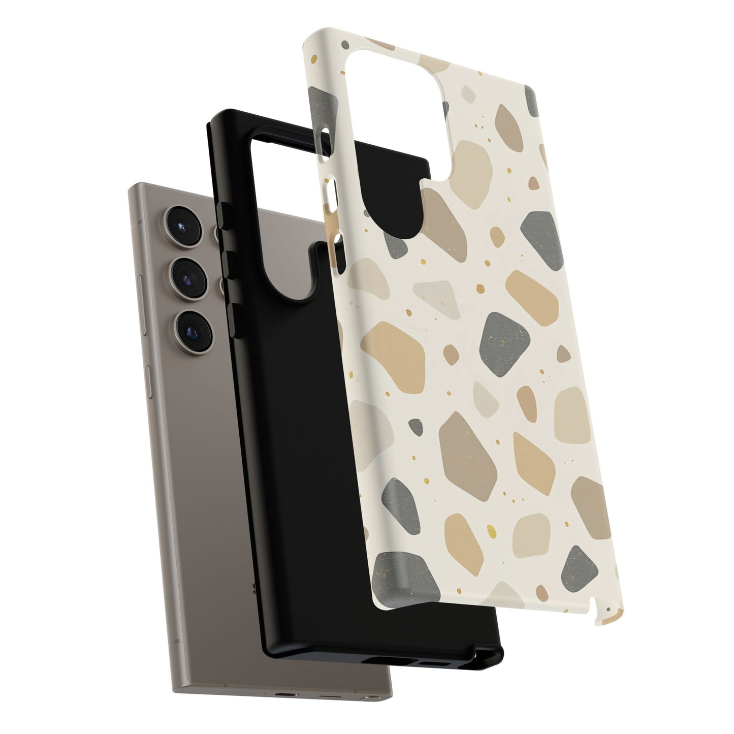 Neutral Terrazzo Pattern iPhone Case – Earthy Stone-Inspired Protective Cover
