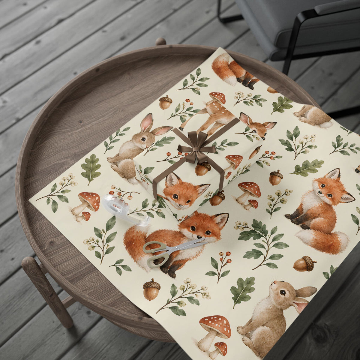 Fox & Foliage Wrapping Paper Roll — Autumn Woodland Gift Wrap