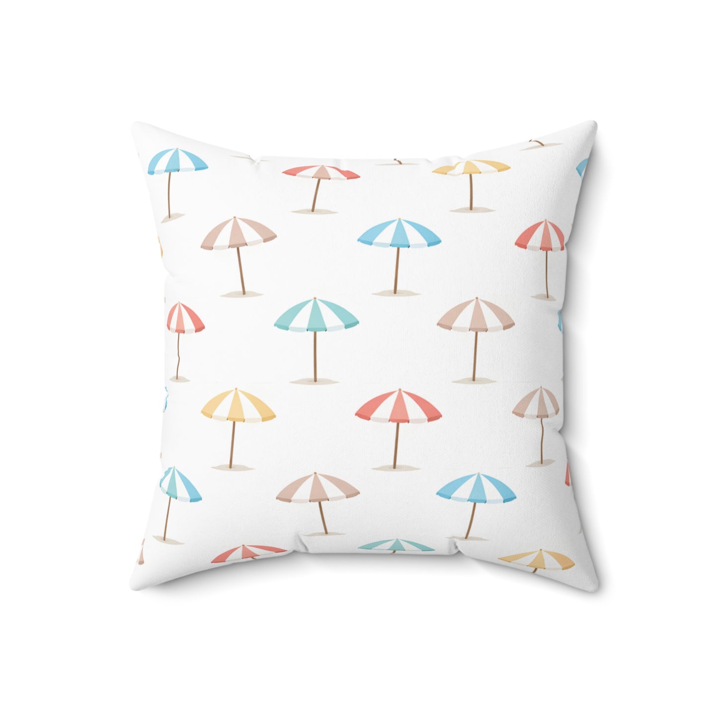 Beach Umbrella Pattern Spun Polyester Pillow — Pastel Tropical Throw Pillow