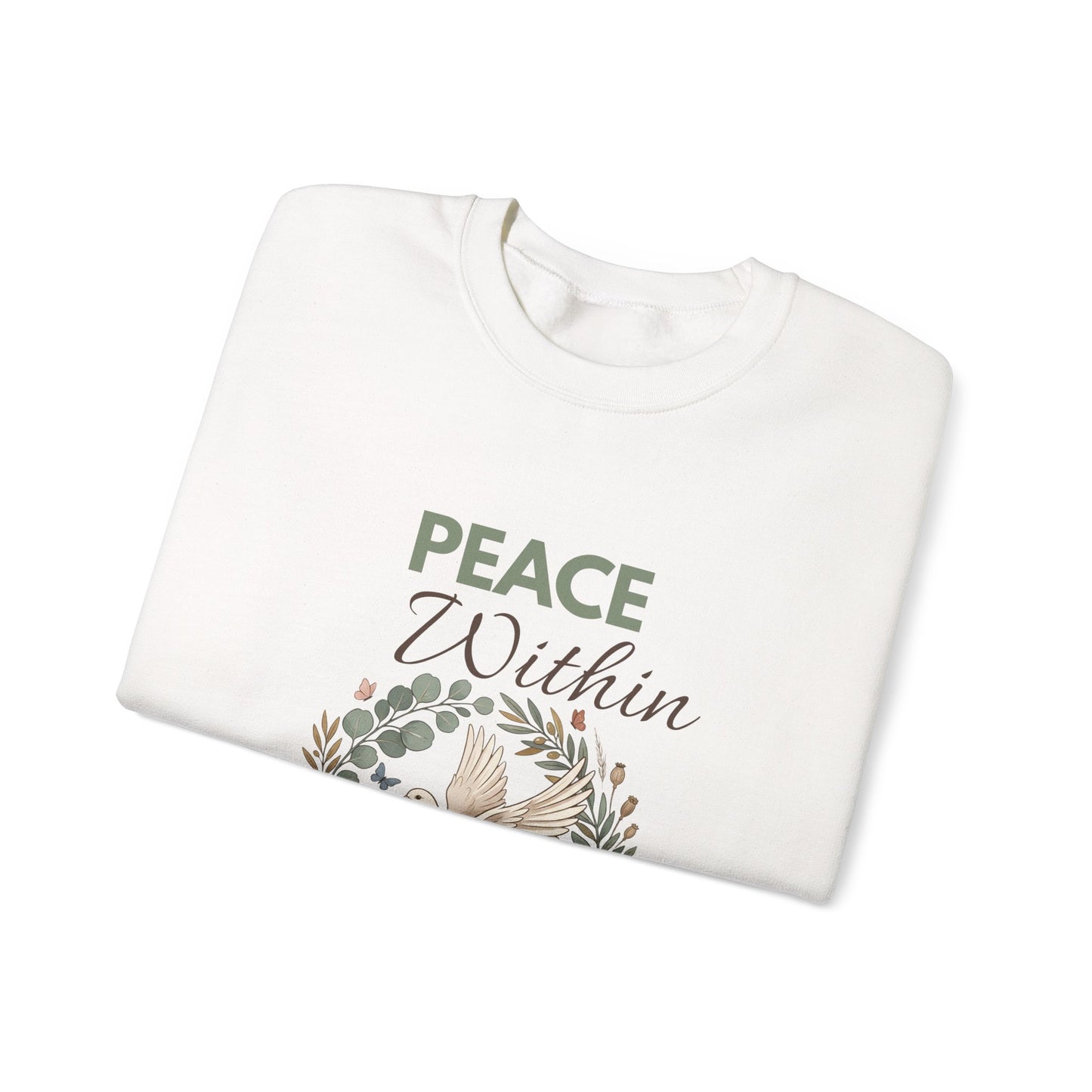 Peace Within Sweatshirt — Dove & Floral Comfort Crewneck
