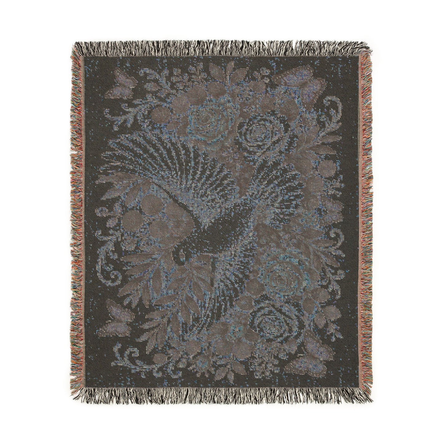 Dove Floral Woven Blanket — Decorative Throw for Living Room, Spiritual Comfort & Memorial Gift