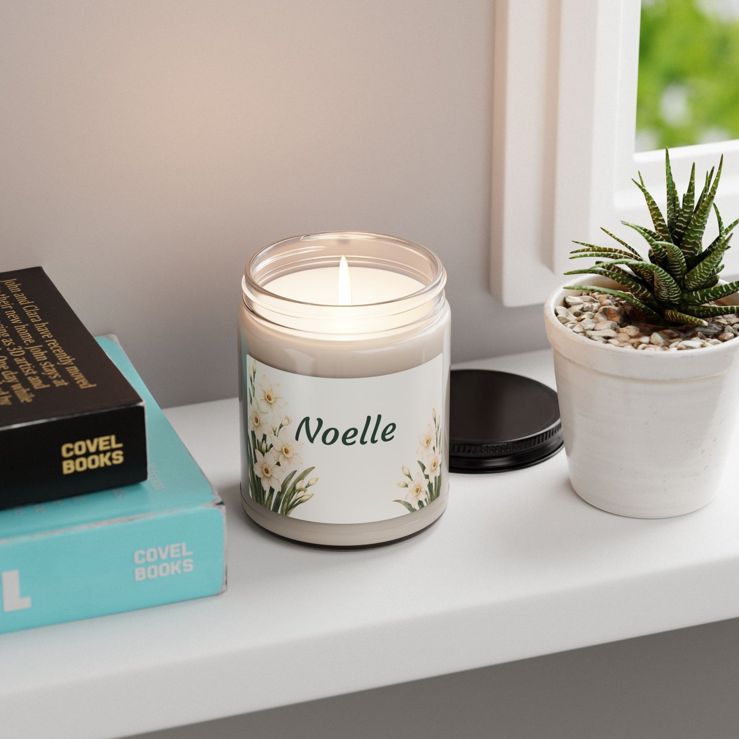 Personalized Floral Soy Candle — 'Noelle' Scented 9oz Jar